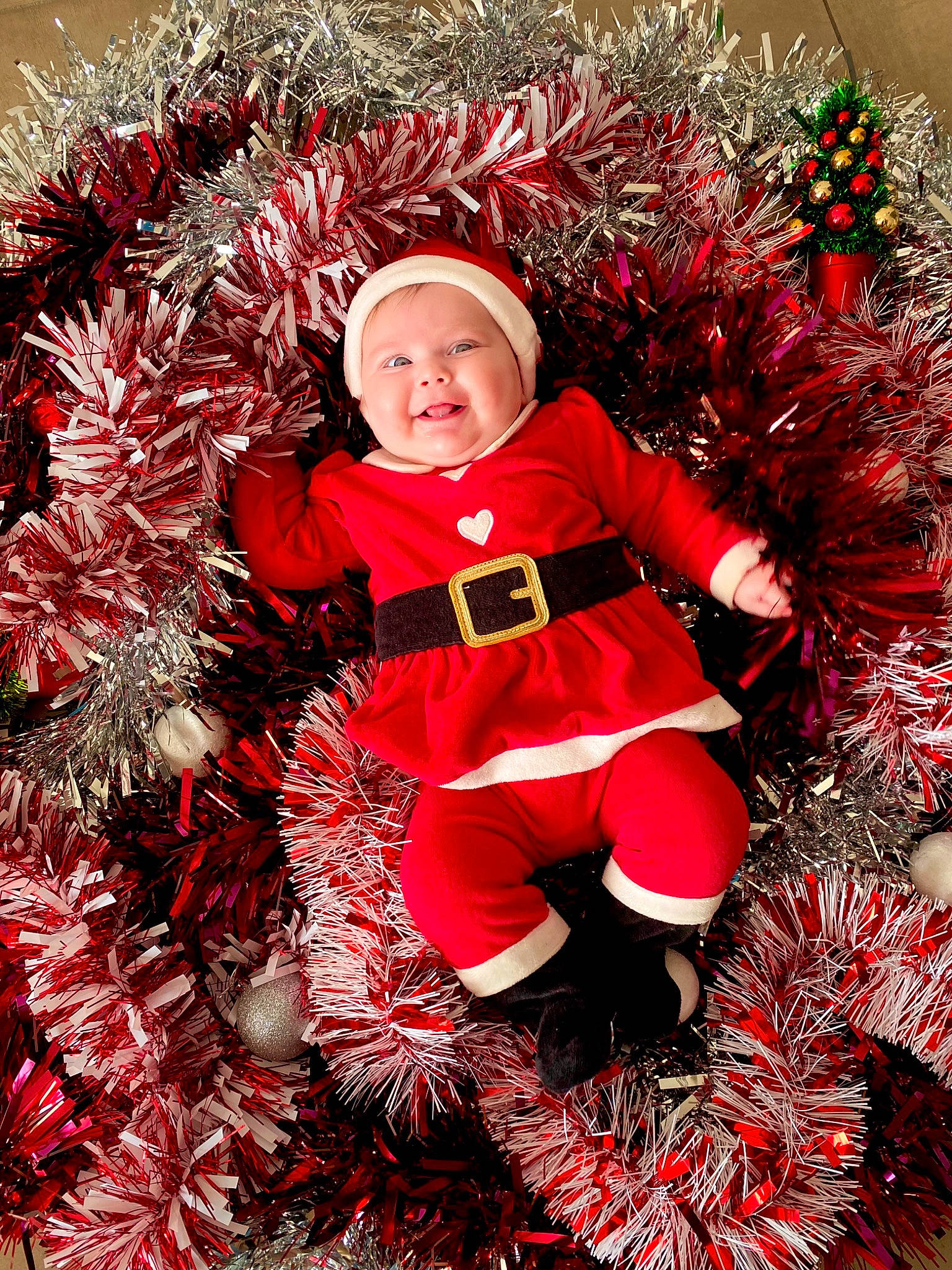 Raven a rejoint le concours — aidez-le/la à gagner de superbes lots ! baby_toddler_clothing, carmine, christmas, christmas_decoration, christmas_eve, christmas_ornament, christmas_tree, event, facial_expression, happy, headwear, holiday, holiday_ornament, joy, magenta, people_in_nature, person, plant, red, smile