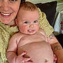 Sonny joined the competition — help win amazing prizes! baby, child, woman, smile, happy, face, skin, arm, tattoo, indoor, couch, clothing, diaper, person, holding, closeup, portrait, home, cute, family