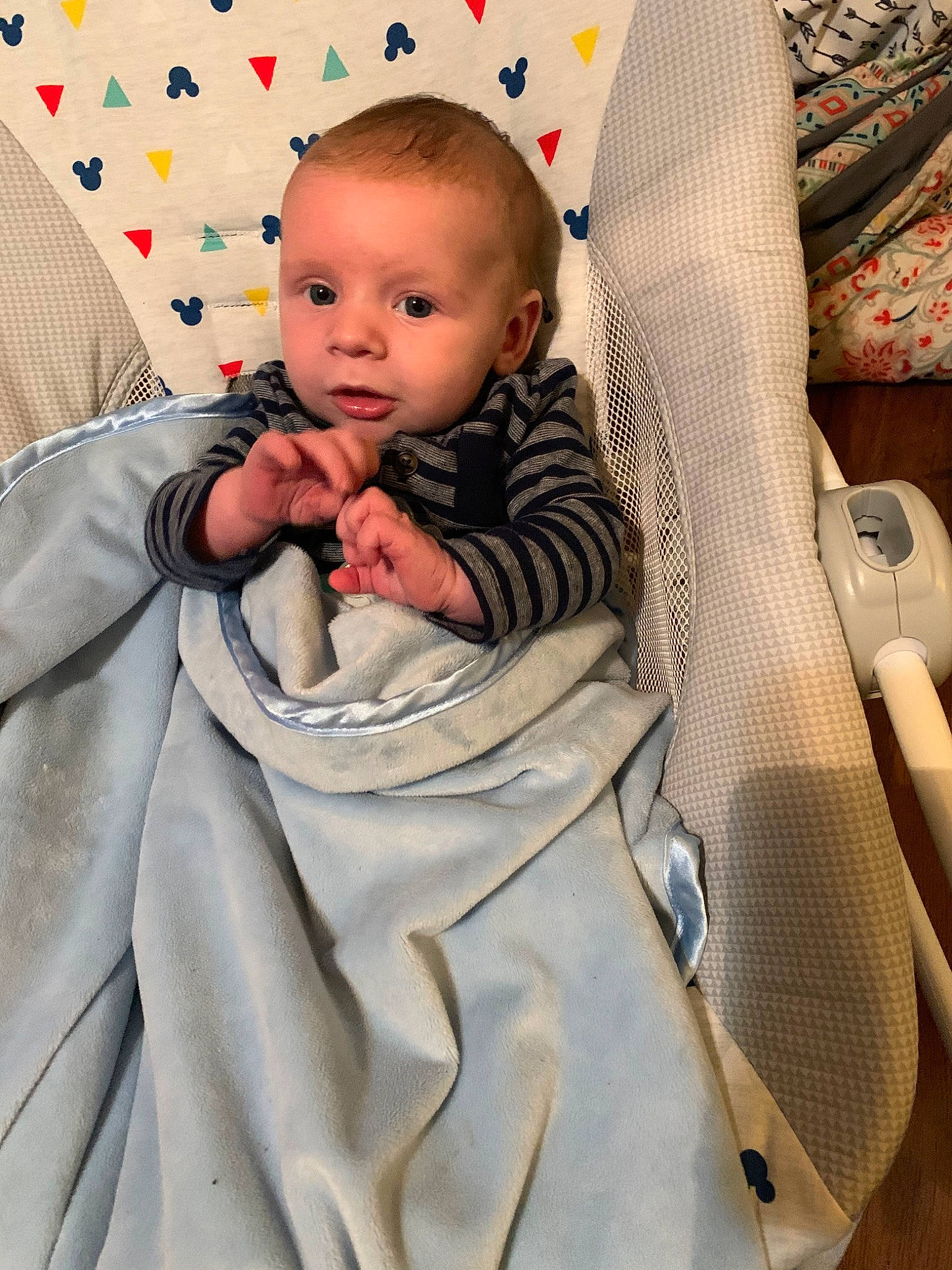 Langston is registered to the contest to win money with this photo: baby, baby_in_car_seat, baby_products, baby_safety, bedding, blanket, car_seat, cheek, child, comfort, eye, face, head, linens, nose, person, product, skin, sleep, textile