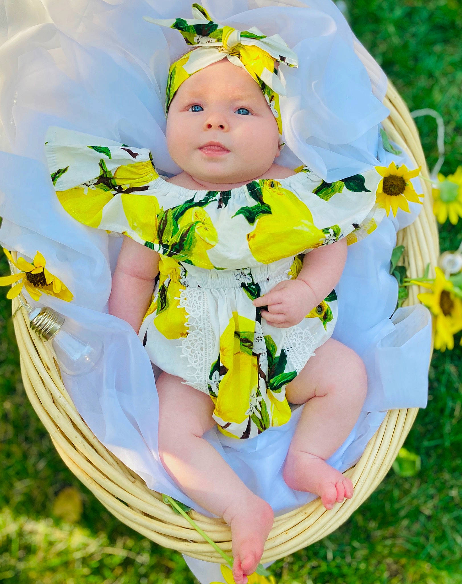 Aaliyah Rose is registered to the contest to win money with this photo: baby, baby_products, baby_toddler_clothing, child, costume, fictional_character, flower, grass, hair_accessory, headwear, meadow, pattern, person, photography, plant, product, spring, toddler, wildflower, yellow