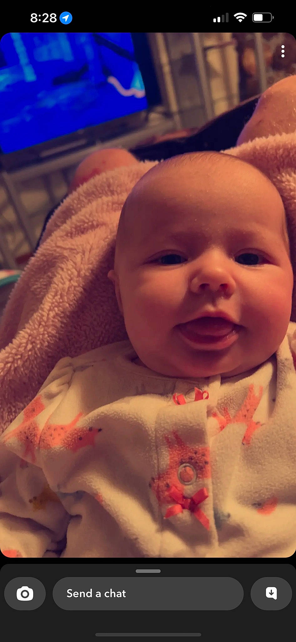 Irelynn joined the competition — help win amazing prizes! baby, blue, cheek, child, chin, close_up, comfort, ear, eyebrow, eyelash, finger, forehead, happy, iris, linens, lip, mouth, nose, person, skin