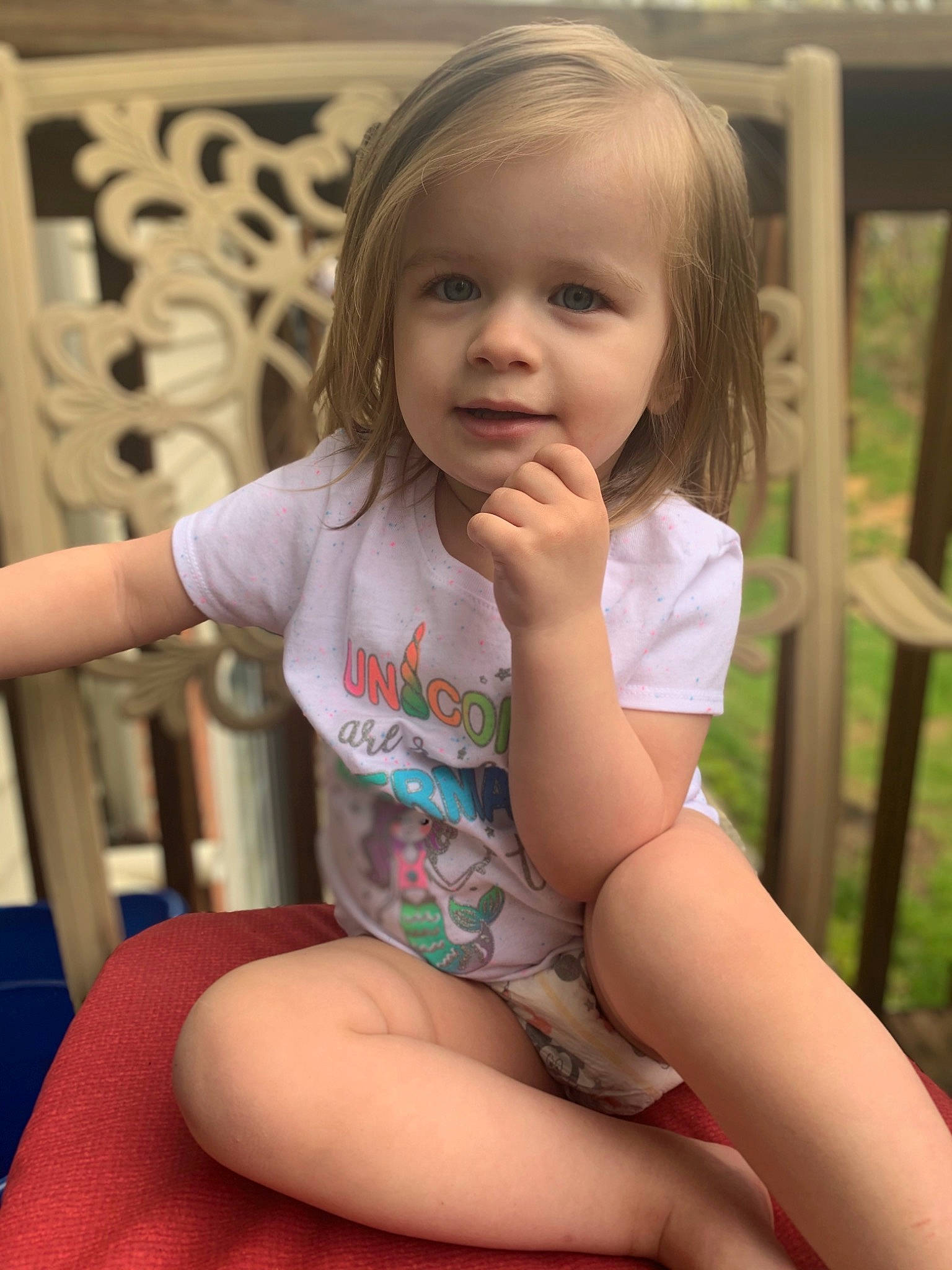 Ella joined the competition — help win amazing prizes! cheek, face, facial_expression, finger, fun, grass, hair, hand, happy, head, human_body, joint, leg, lip, mouth, person, skin, standing, summer, thigh