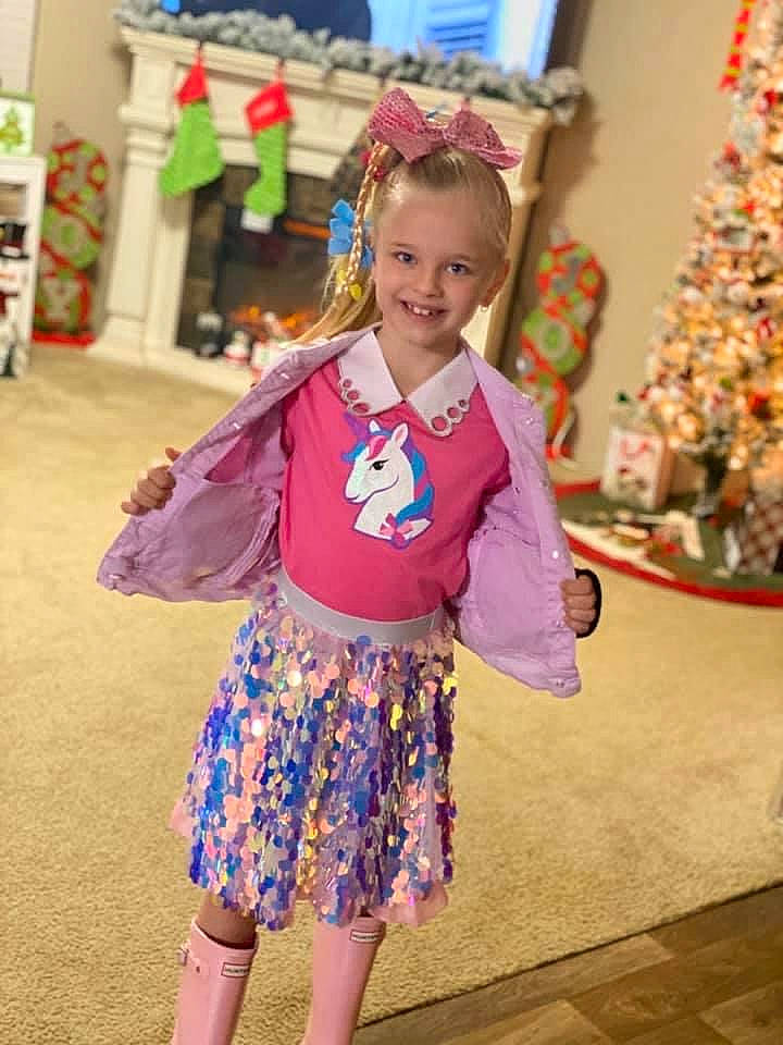 Addison joined the competition — help win amazing prizes! child, child_model, clothing, costume, joy, outerwear, pattern, person, pink, sleeve, toddler
