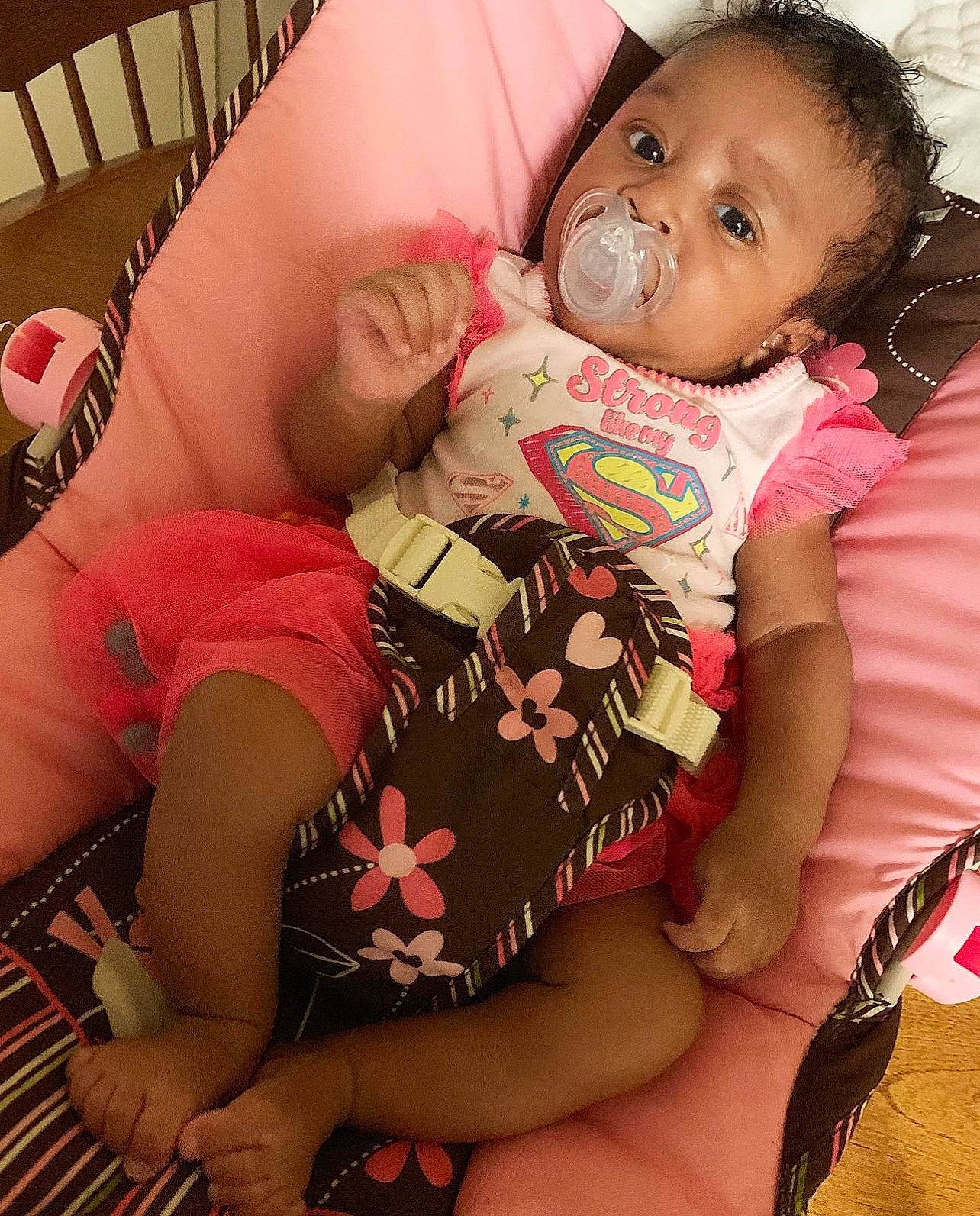 Jalayah joined the competition — help win amazing prizes! baby, baby_toddler_clothing, cheek, child, comfort, elbow, eye, finger, happy, human_leg, knee, lap, leg, mouth, person, pink, skin, sleeve, t_shirt, thigh