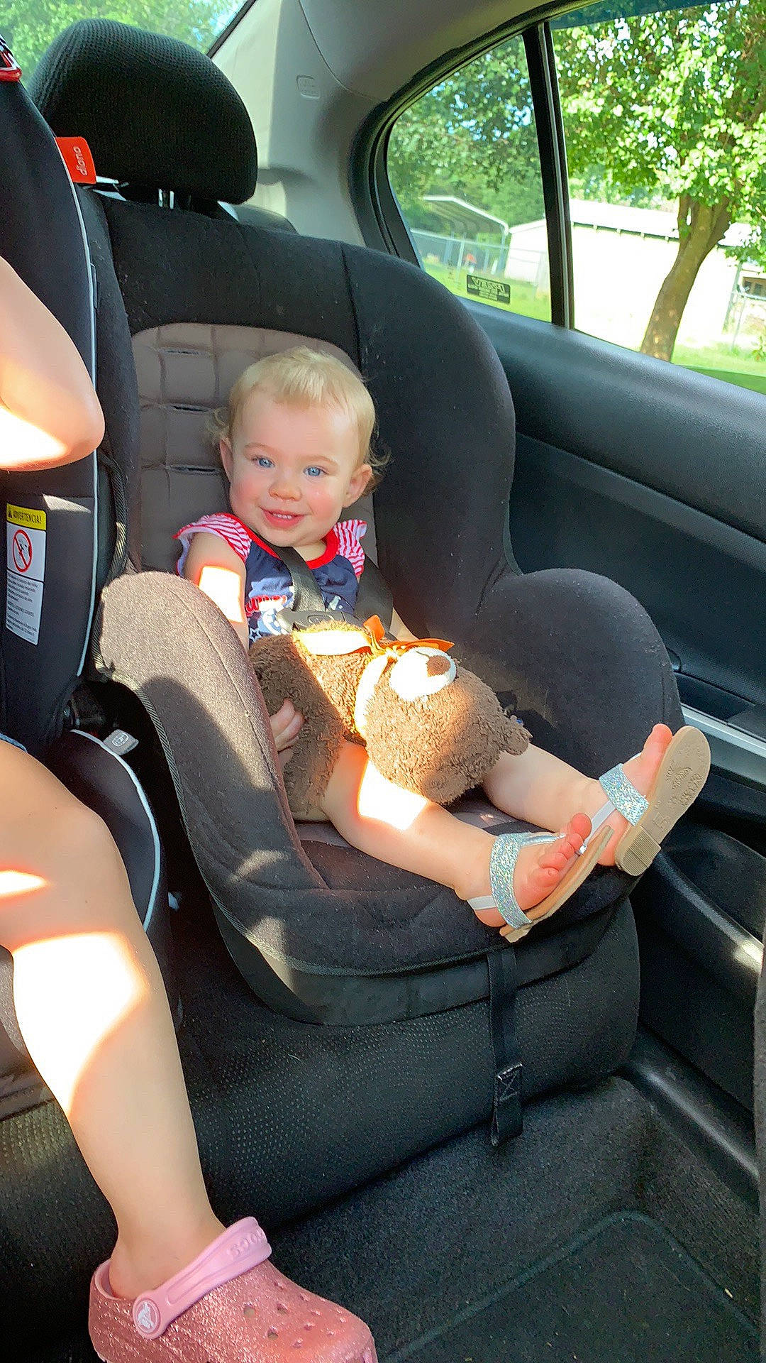 Madeline joined the competition — help win amazing prizes! auto_part, baby_in_car_seat, cactus, car, car_seat, car_seat_cover, child, family_car, head_restraint, joy, person, seat_belt, vehicle