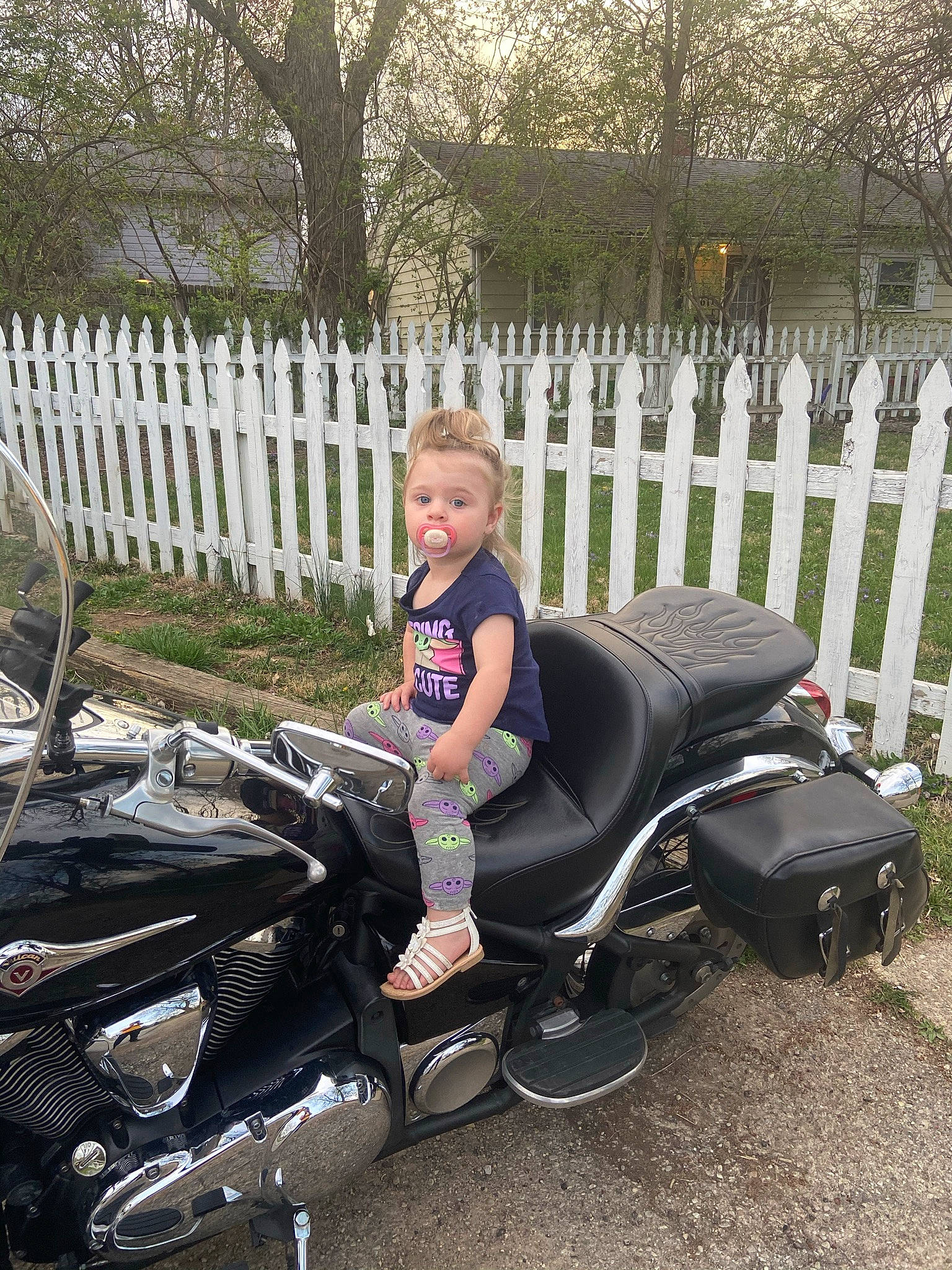 Lillian Daley joined the competition — help win amazing prizes! automotive_design, automotive_exterior, automotive_lighting, automotive_tire, automotive_wheel_system, baby_carriage, fence, fender, grass, headlamp, motor_vehicle, motorcycle, person, personal_protective_equipment, plant, rim, tire, toddler, tree, vehicle