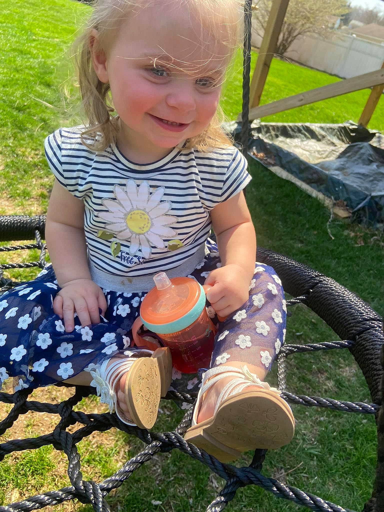 Lillian Daley is registered to the contest to win money with this photo: baby_toddler_clothing, botany, chair, child, face, fun, grass, grass_family, green, happy, head, joy, leisure, nature, people_in_nature, person, plant, recreation, sitting, smile