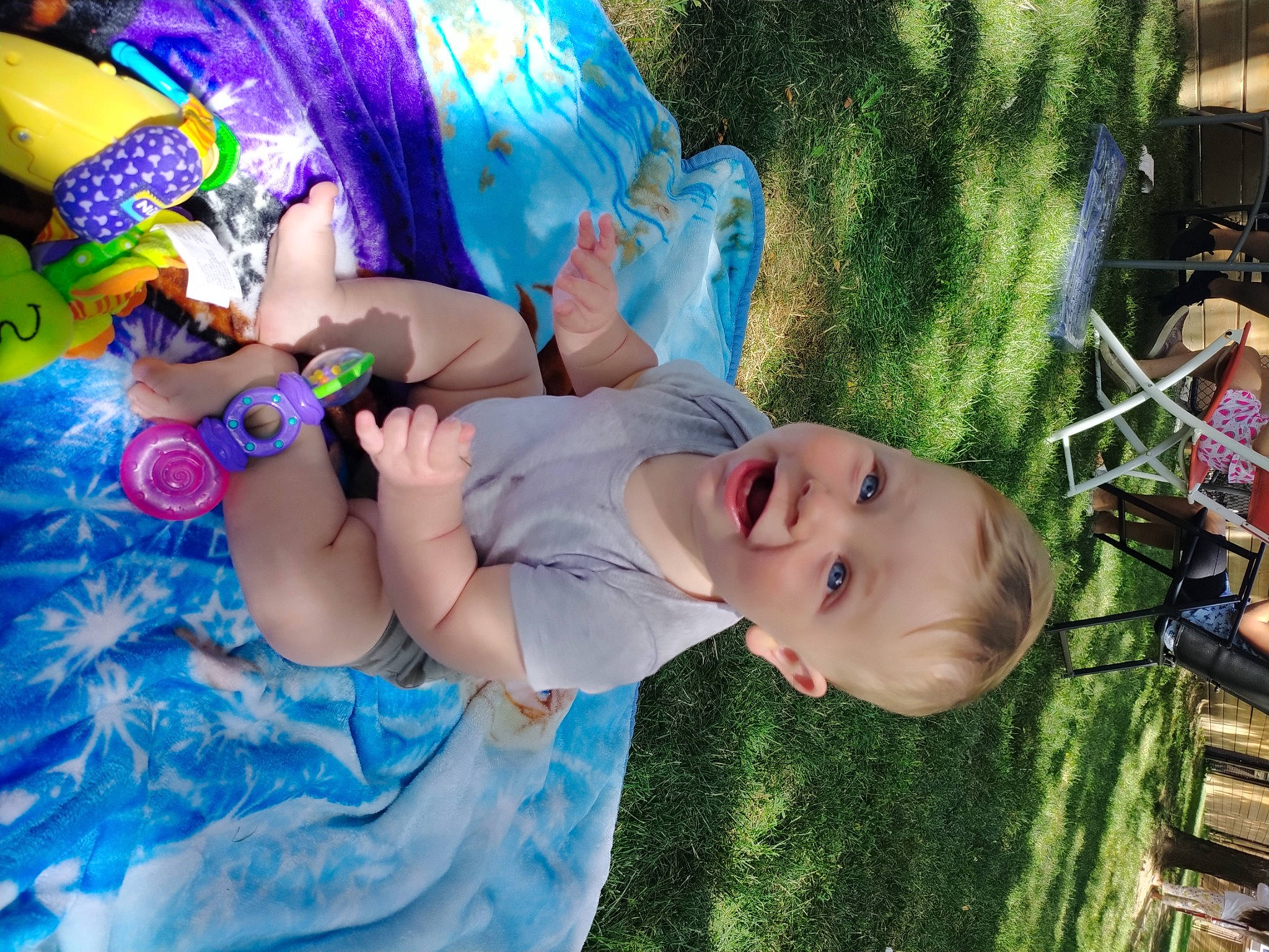 Westin is registered to the contest to win money with this photo: baby, baby_toddler_clothing, child, electric_blue, event, fun, grass, green, happy, leisure, nail, person, play, recreation, skin, smile, summer, toddler, vacation, water