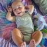 Atlas is registered to the contest to win money with this photo: adorable, baby, bed, blanket, child, close_up, colorful, cushion, elephant_toy, feet, hands, happy, indoor, infant, lying_down, onesie, playful, plush_toy, portrait, smiling