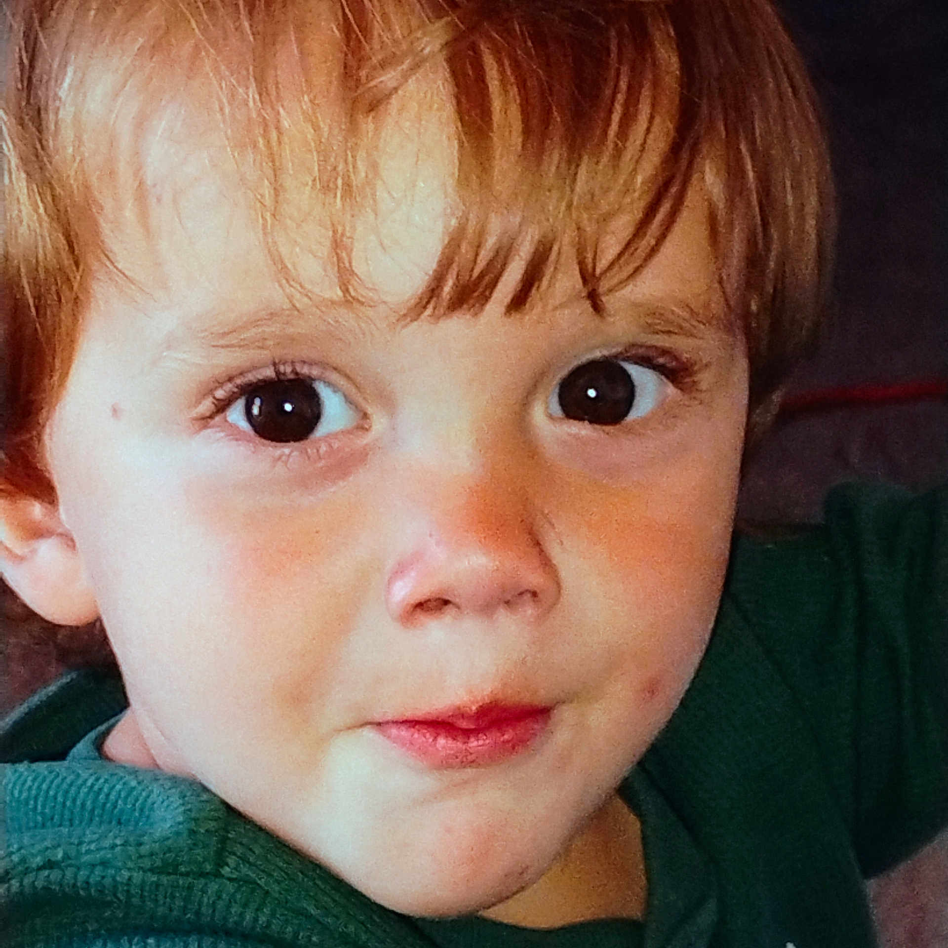 Noah joined the competition — help win amazing prizes! child, face, portrait, young, curious, brown_eyes, hair, green_sweater, close_up, skin, expression, person, childhood, cute, innocent, indoors, looking, head, eyelashes, lips