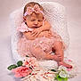 baby, bow, child, cute, delicate, flower, flowers, headband, infant, newborn, pastel_colors, peaceful, pink_outfit, portrait, resting, sleeping, soft_texture, studio, tulle_skirt, white_chair