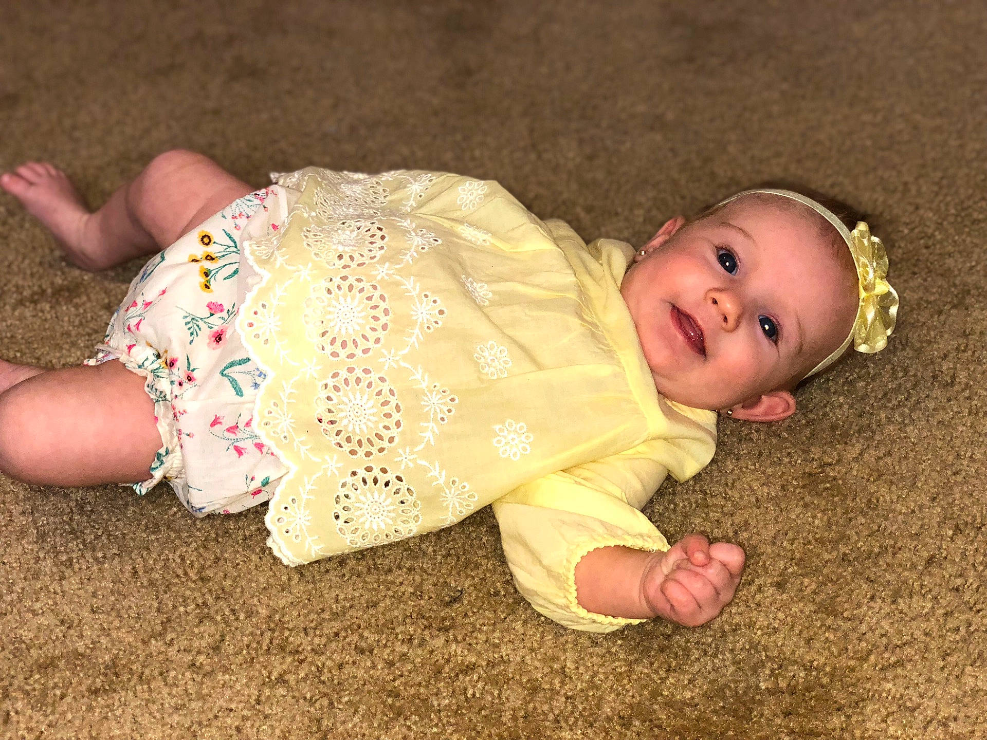 Blakelynn joined the competition — help win amazing prizes! child, finger, girl, hand, infant, person, product, skin, textile, toddler, yellow