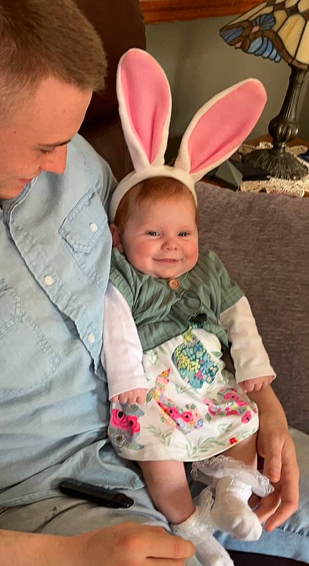 Brynleigh joined the competition — help win amazing prizes! baby, baby_toddler_clothing, child, ear, event, finger, fun, gesture, happy, holiday, human, joy, mammal, organ, person, pink, skin, sleeve, smile, standing