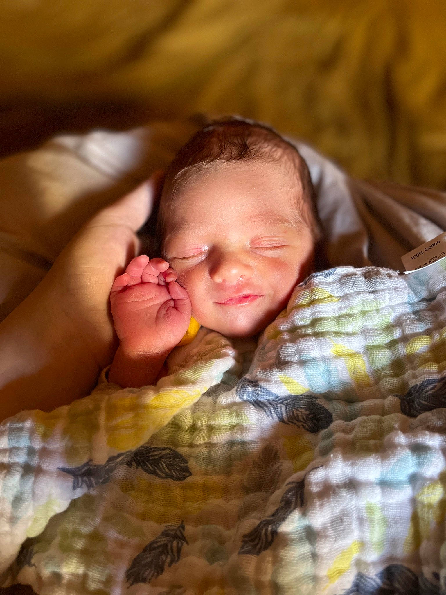 Ezekiel a rejoint le concours — aidez-le/la à gagner de superbes lots ! baby, bedtime, cheek, child, comfort, eye, face, grass, happy, linens, nap, nose, pattern, person, plaid, sitting, skin, tartan, toddler, tree