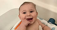 Asher joined the competition — help win amazing prizes! baby, bathing, bathtub, bodypart, brush, cutlery, device, face, finger, hand, happy, head, mouth, person, photography, portrait, smile, spoon, tool, tub