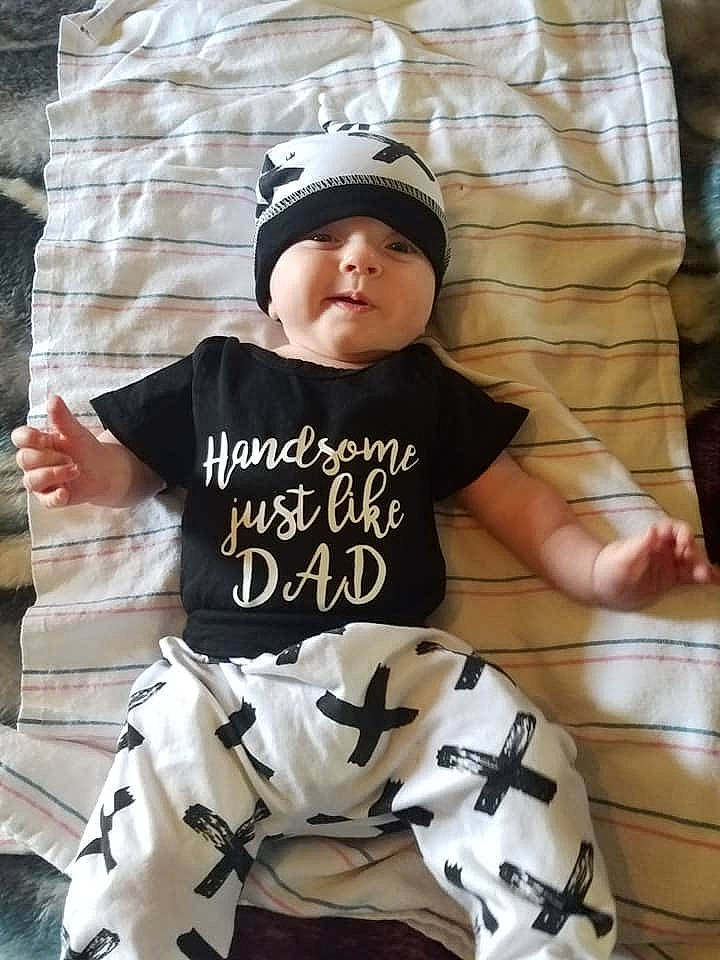 Greysen joined the competition — help win amazing prizes! baby, baby_bloomers, baby_toddler_clothing, beanie, cap, child, cool, headgear, headwear, male, person, sleeve, t_shirt, toddler