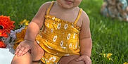 Mila Raine is registered to the contest to win money with this photo: baby, child, smiling, outdoor, grass, flowers, yellow_clothing, headband, cute, portrait, sitting, nature, sunlight, daisy, greenery, happy, infant, summer, flower_arrangement, playful