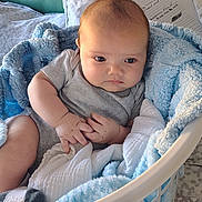 Jesse joined the competition — help win amazing prizes! baby, blanket, casual, child, clothing, comfort, cozy, cute, fabric, household, indoor, infant, laundry_basket, pillow, portrait, resting, sitting, small, soft_texture, young_child