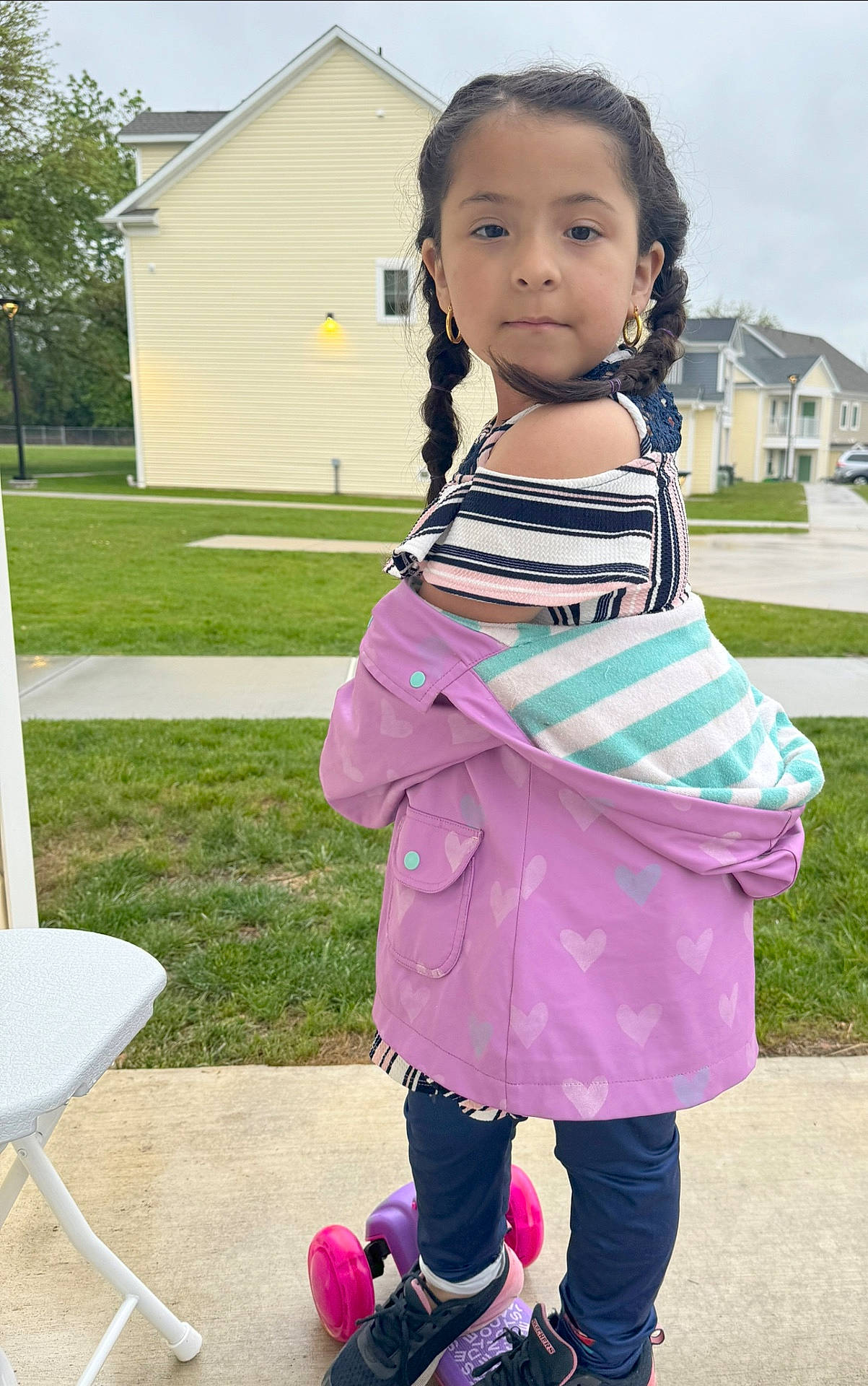 Alaia joined the competition — help win amazing prizes! architecture, building, child, clothing, coat, face, female, footwear, girl, grass, head, jacket, outdoors, pants, person, photography, plant, portrait, shelter, shoe