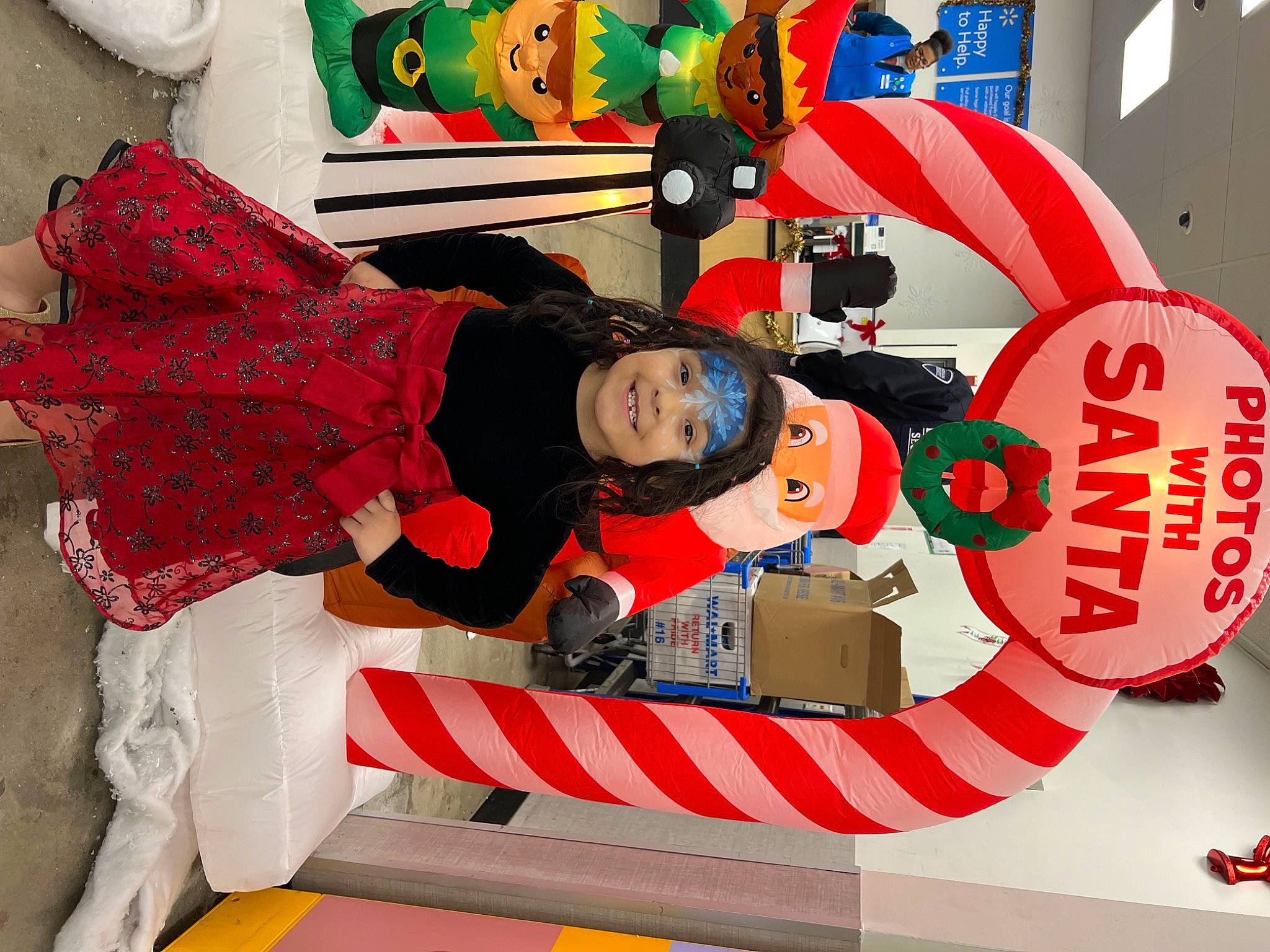 Alaia is registered to the contest to win money with this photo: carmine, event, fictional_character, fun, joy, machine, pattern, person, red, room, smile, toddler