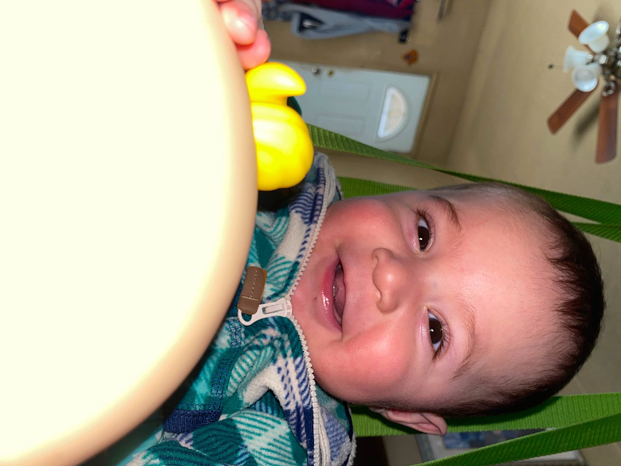 Brian is registered to the contest to win money with this photo: baby, baby_products, baby_toddler_clothing, cheek, child, circle, dishware, eyelash, fun, happy, leisure, mouth, nose, person, play, room, skin, smile, tableware, toddler