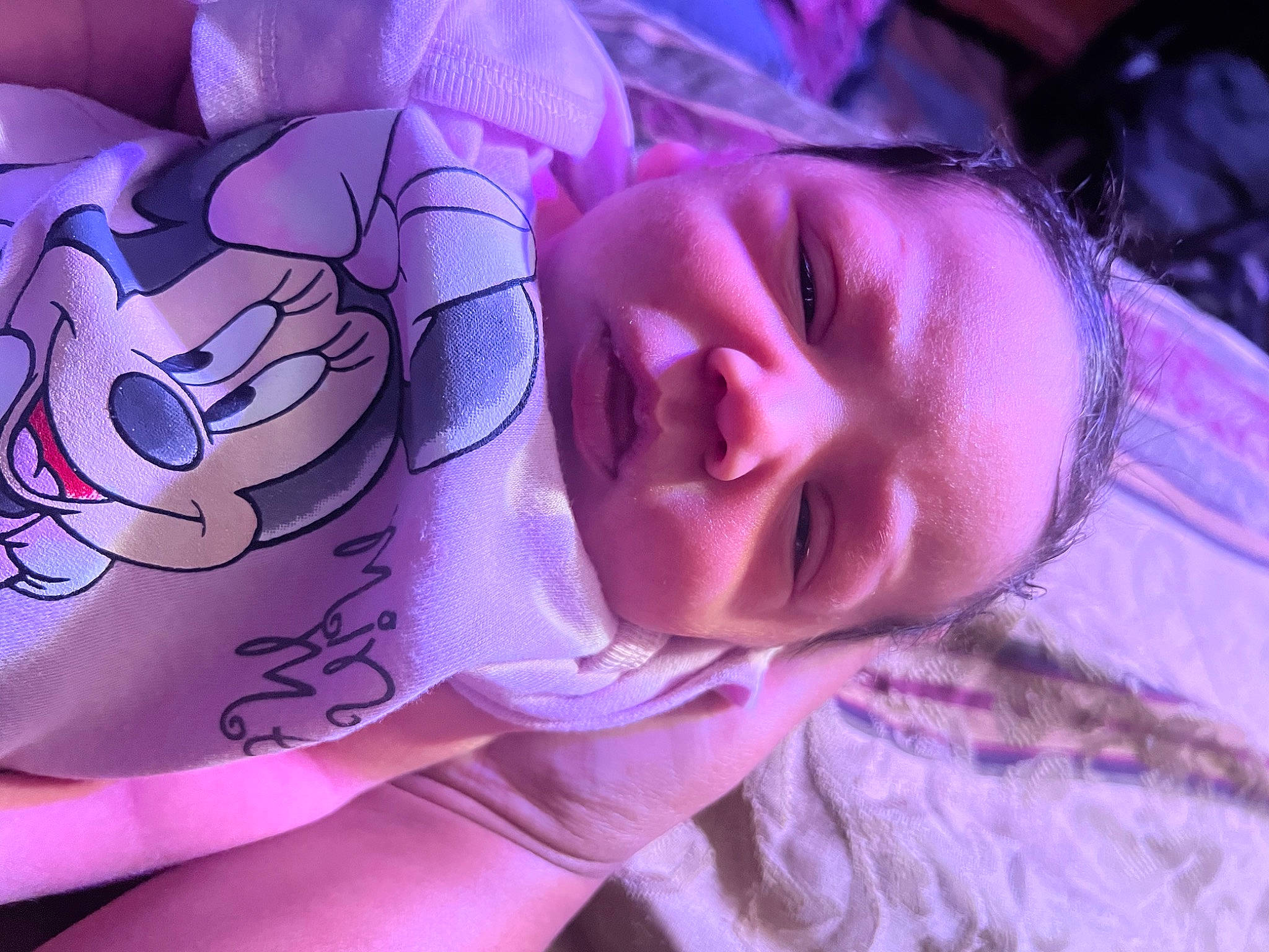 Ariel joined the competition — help win amazing prizes! cheek, eye, eyelash, finger, happy, head, human_body, lip, magenta, mouth, neck, nose, person, pink, plant, purple, skin, sleeve, smile, toddler