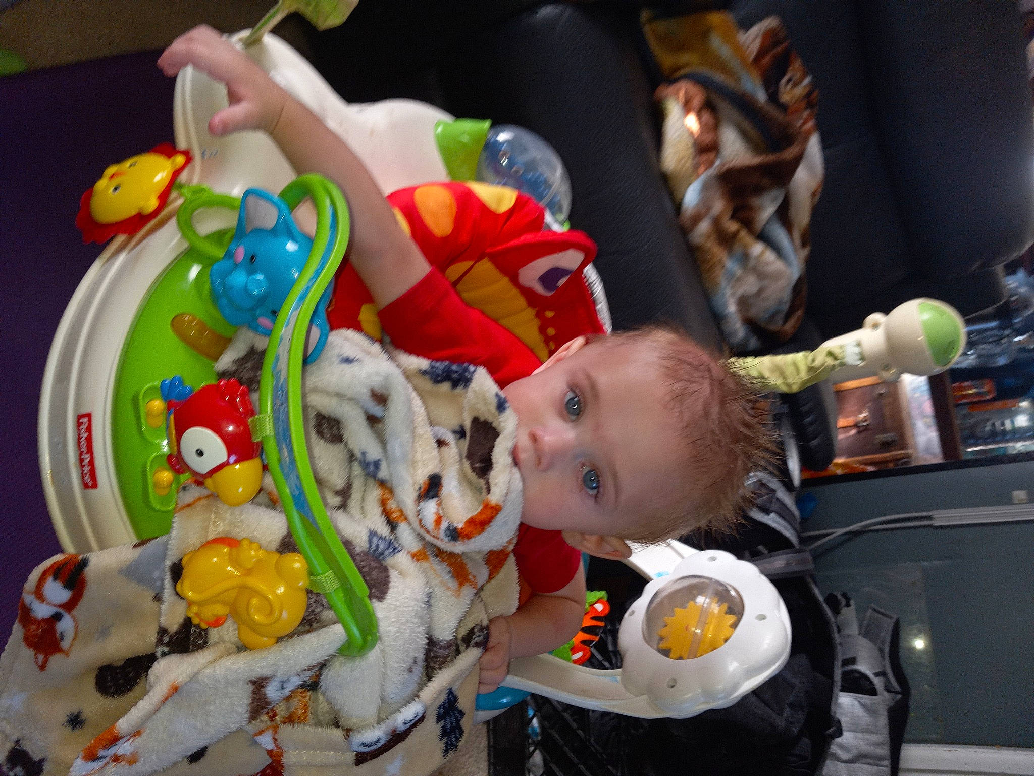 Zaidyn J is registered to the contest to win money with this photo: baby, baby_products, baby_toys, child, event, fictional_character, fun, happy, holiday, person, plastic, play, recreation, room, stuffed_toy, toddler, toy, tree, yellow