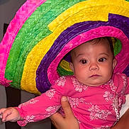 Ayna a rejoint le concours — aidez-le/la à gagner de superbes lots ! accessory, baby, celebration, child, colorful, cute, expression, face, fashion, floral_pattern, hand, hat, holding, indoor, person, pink_clothing, portrait, skin, sombrero, young