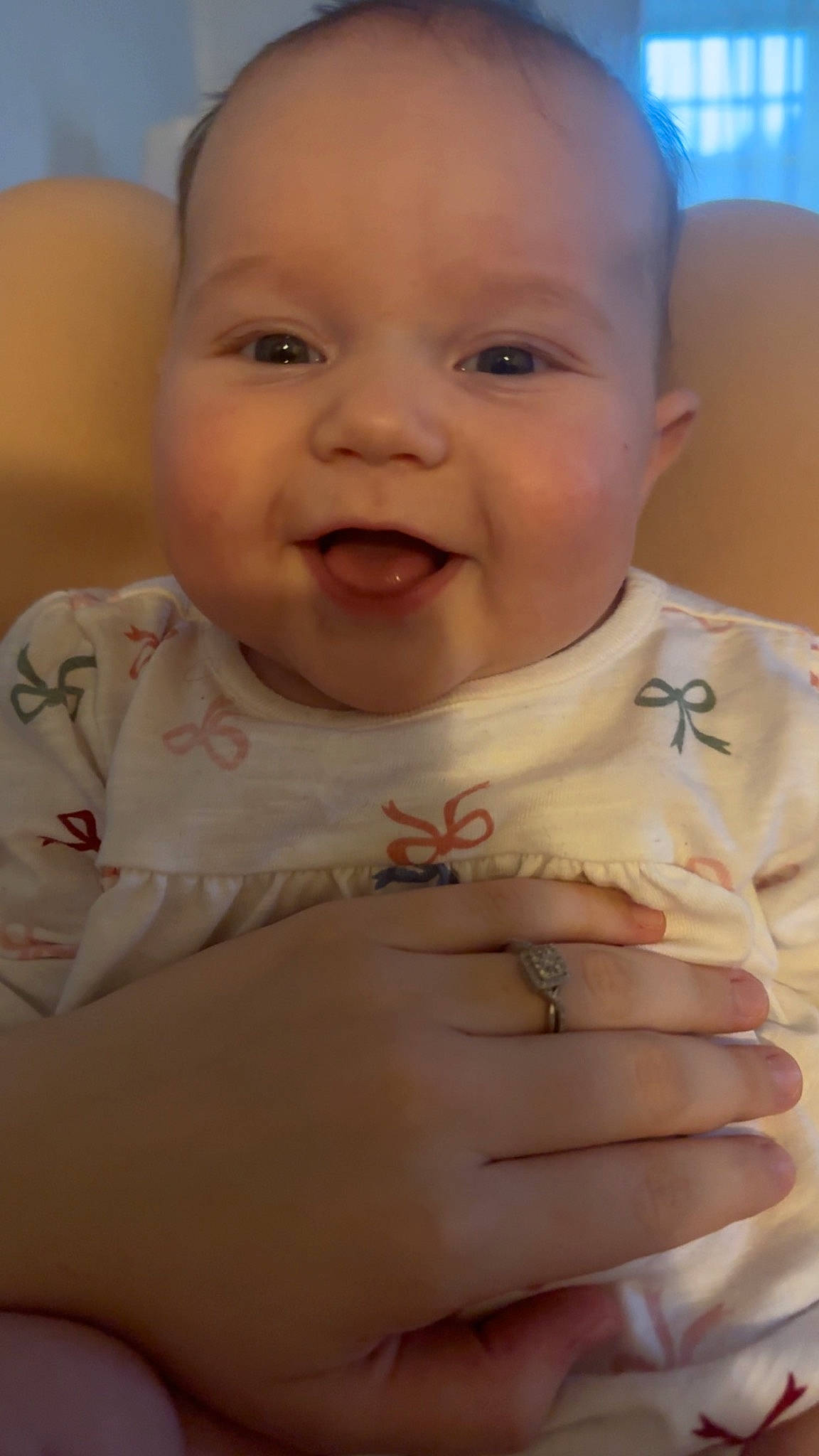 Averie joined the competition — help win amazing prizes! baby, baby_toddler_clothing, cheek, chin, dress, eyebrow, finger, gesture, happy, iris, joy, lip, mammal, mouth, muscle, nail, nose, person, skin, smile