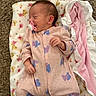 baby, newborn, pacifier, blanket, pink, onesie, heart_pattern, sleeping, carpet, infant, cozy, soft, child, cute, peaceful, lying_down, sleeper, warm, indoors, portrait