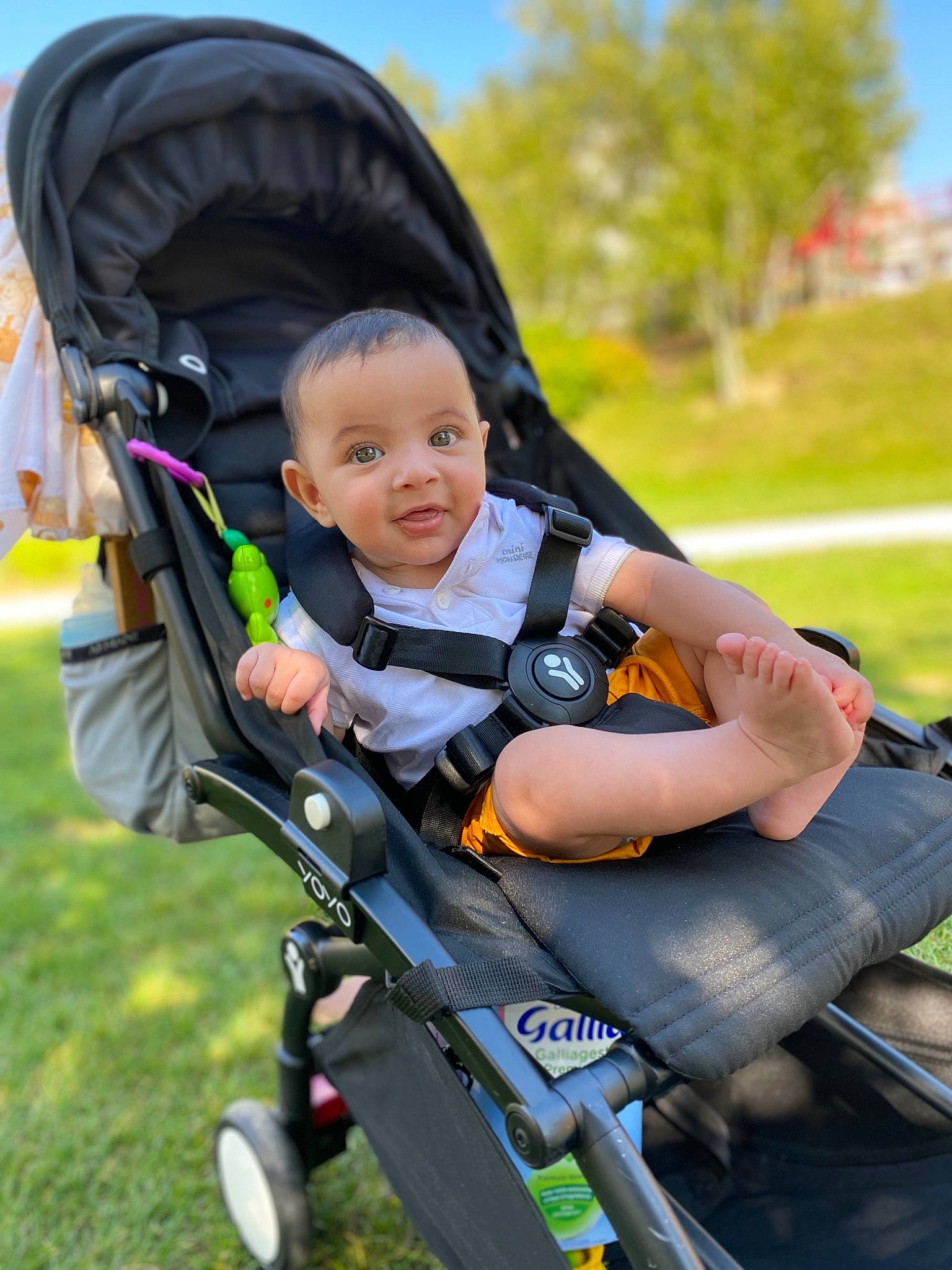 Issam a rejoint le concours — aidez-le/la à gagner de superbes lots ! baby, baby_carriage, baby_products, child, comfort, fun, grass, lap, leisure, people_in_nature, person, plant, product, recreation, sitting, sky, tire, toddler, travel, tree