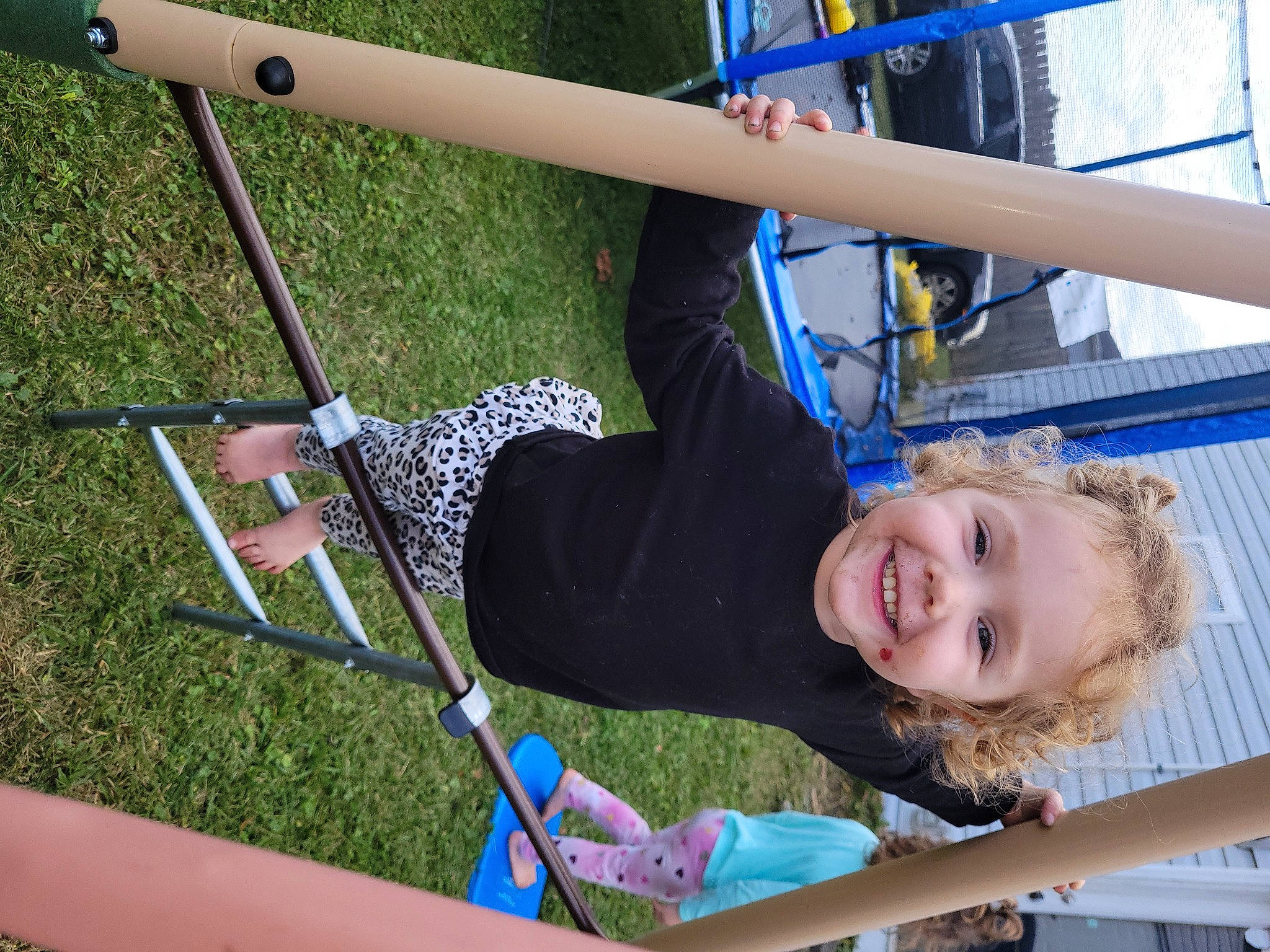 Paisleigh joined the competition — help win amazing prizes! blue, boats_and_boating_equipment_and_supplies, child, city, electric_blue, fun, grass, happy, joy, leisure, outdoor_play_equipment, person, photograph, play, recreation, shorts, smile, swing, toddler, tree