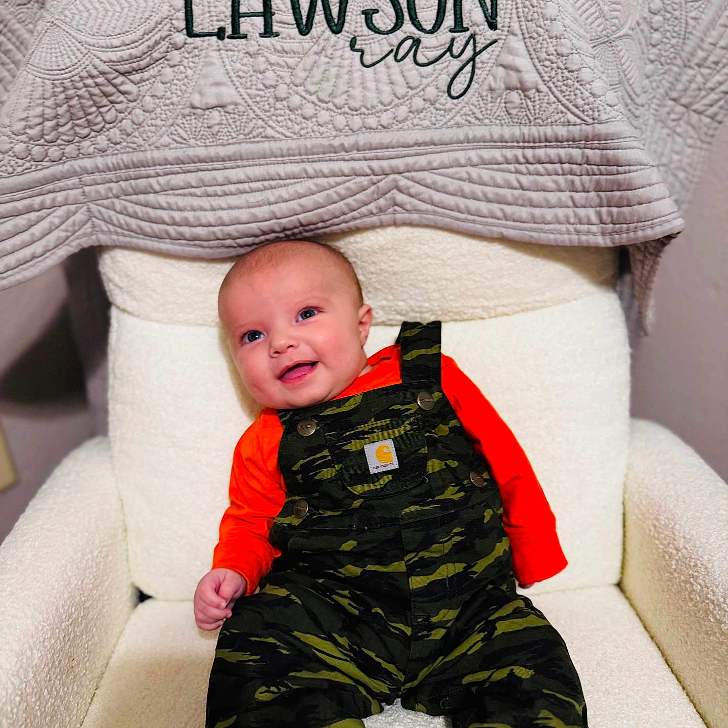 Lawson joined the competition — help win amazing prizes! baby, blanket, chair, clothing, couch, cushion, face, furniture, happy, head, homedecor, jeans, newborn, pants, person, photography, portrait, shorts, sitting, t_shirt