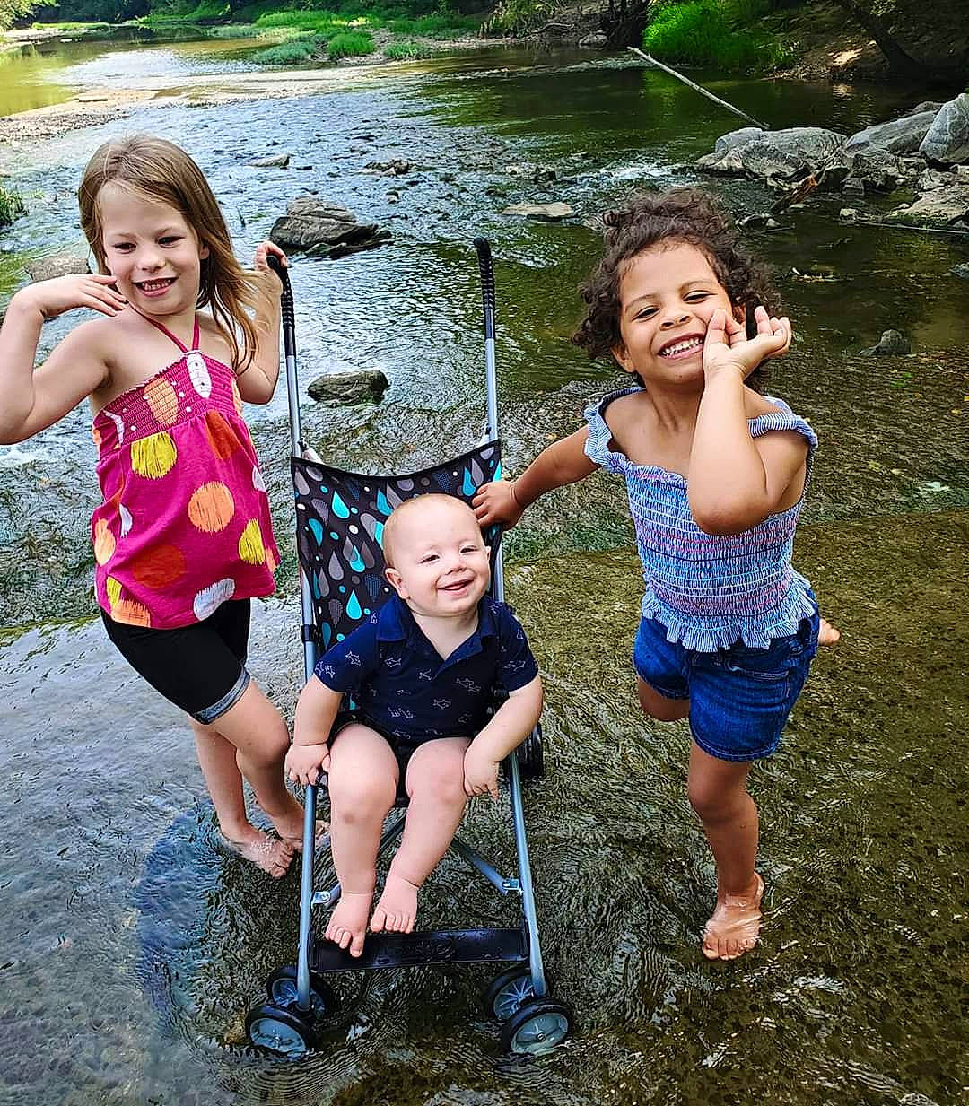 Jaydin joined the competition — help win amazing prizes! child, family, fun, grass, happy, joy, leisure, people, people_in_nature, person, photography, plant, play, sibling, smile, stream, summer, tree, vacation, water