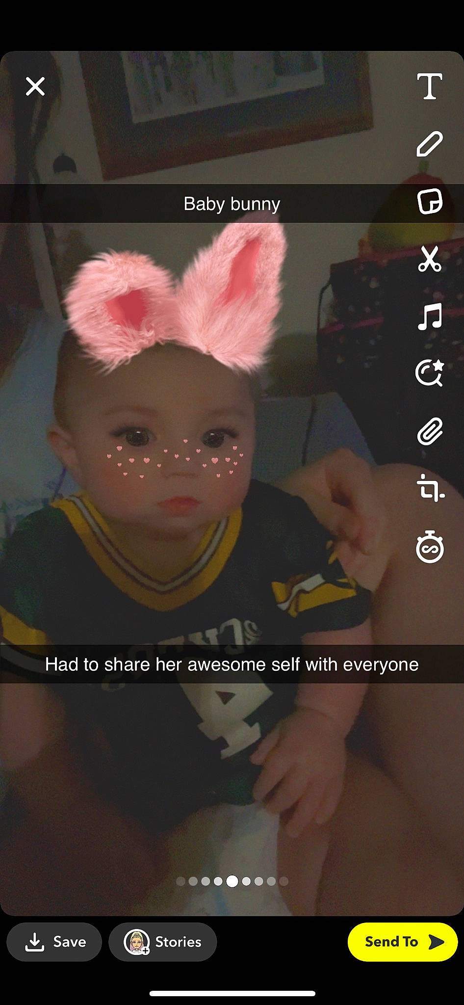 Athena is registered to the contest to win money with this photo: baby, baby_toddler_clothing, child, ear, eye, eyebrow, eyelash, fashion_accessory, font, fun, fur, gesture, happy, magenta, nose, person, skin, sleeve, thumb, toddler