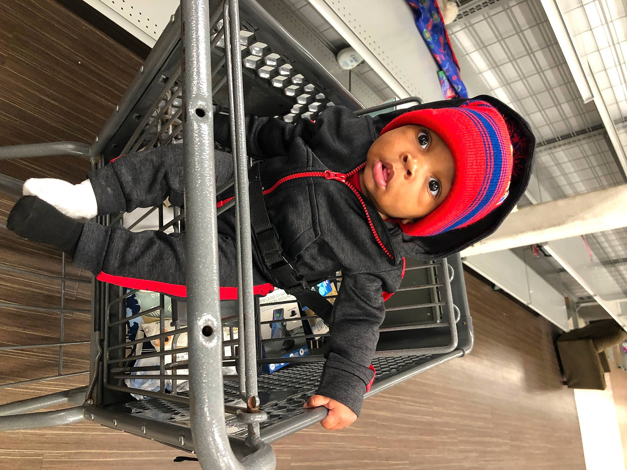 King joined the competition — help win amazing prizes! automotive_wheel_system, baby, baby_toddler_clothing, cap, child, comfort, fun, hat, headwear, person, street_fashion, sun_hat, t_shirt, toddler, transport, wood