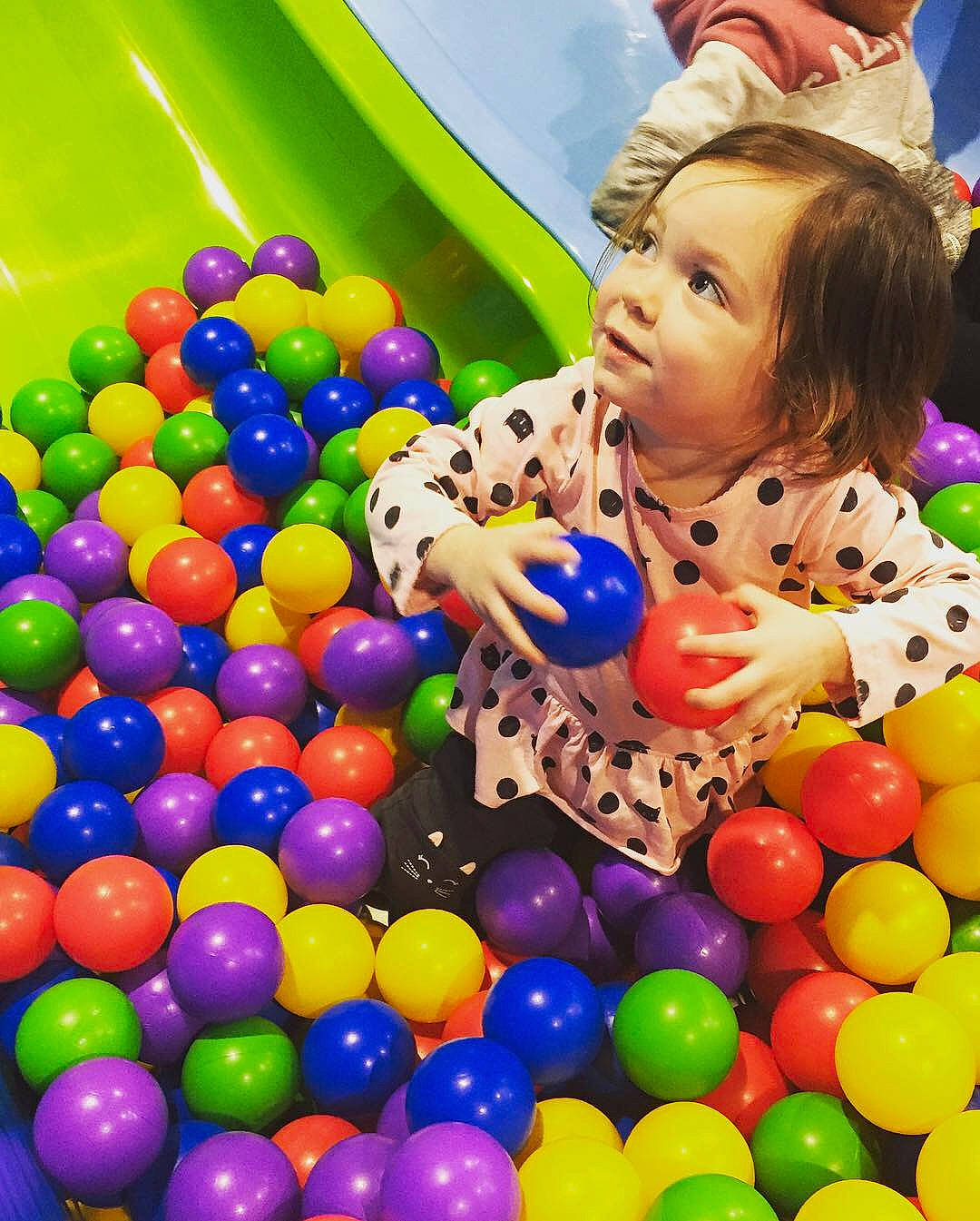 Mallory joined the competition — help win amazing prizes! baby_playing_with_toys, ball_pit, balloon, child, fun, person, play, toddler, toy