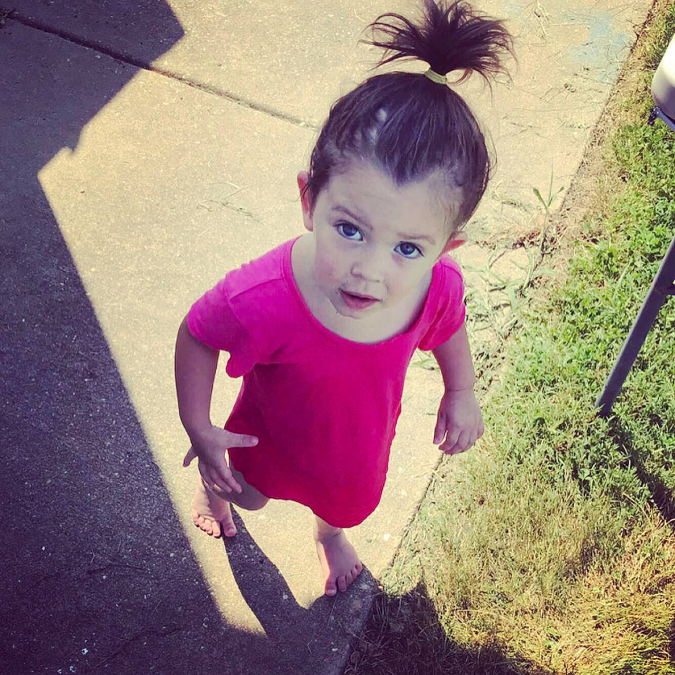 Mallory joined the competition — help win amazing prizes! child, cool, face, floor, hair, hairstyle, happy, head, leg, person, pink, plant, play, shoe, smile, sportswear, square, summer, t_shirt, toddler