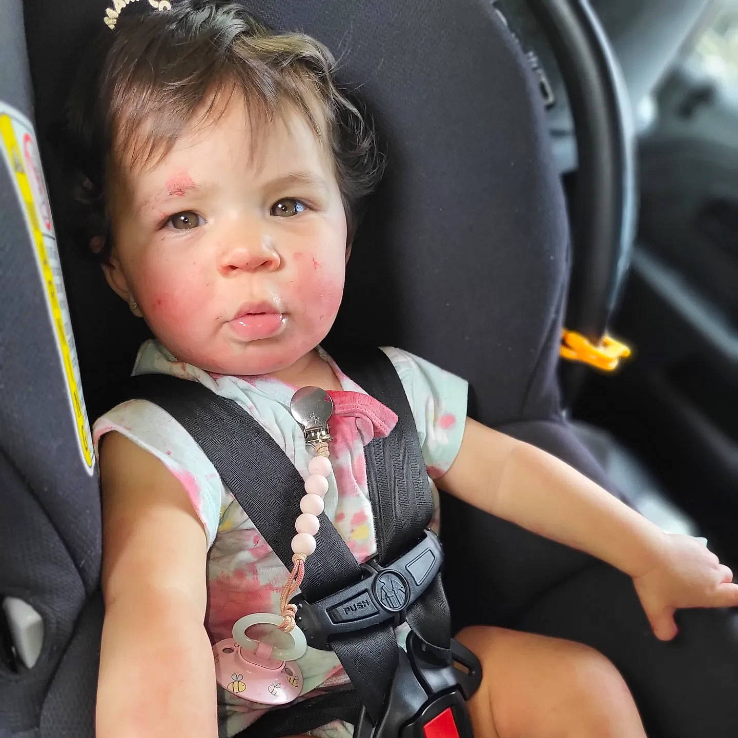 Alanna joined the competition — help win amazing prizes! auto_part, automotive_design, baby, baby_carriage, baby_products, baby_toddler_clothing, car, car_seat, car_seat_cover, child, face, facial_expression, head_restraint, motor_vehicle, person, plant, seat_belt, steering_wheel, toddler, vehicle_door