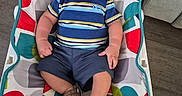 Ivan joined the competition — help win amazing prizes! baby, baby_chair, child, clothing, colorful_pattern, cute, expression, flooring, footwear, furniture, indoor, infant, person, portrait, seated, shoes, shorts, striped_shirt, toddler, wide_eyes