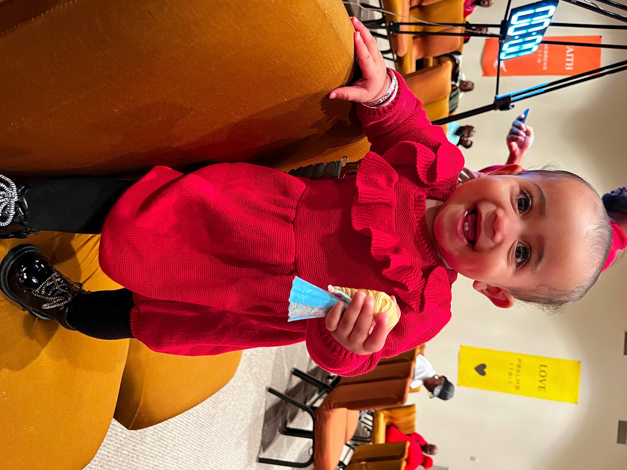 Evangeline joined the competition — help win amazing prizes! animation, baby, child, fun, happy, hat, helmet, joy, leisure, magenta, person, pink, play, recreation, room, shipping_box, shoe, smile, sportswear, thigh