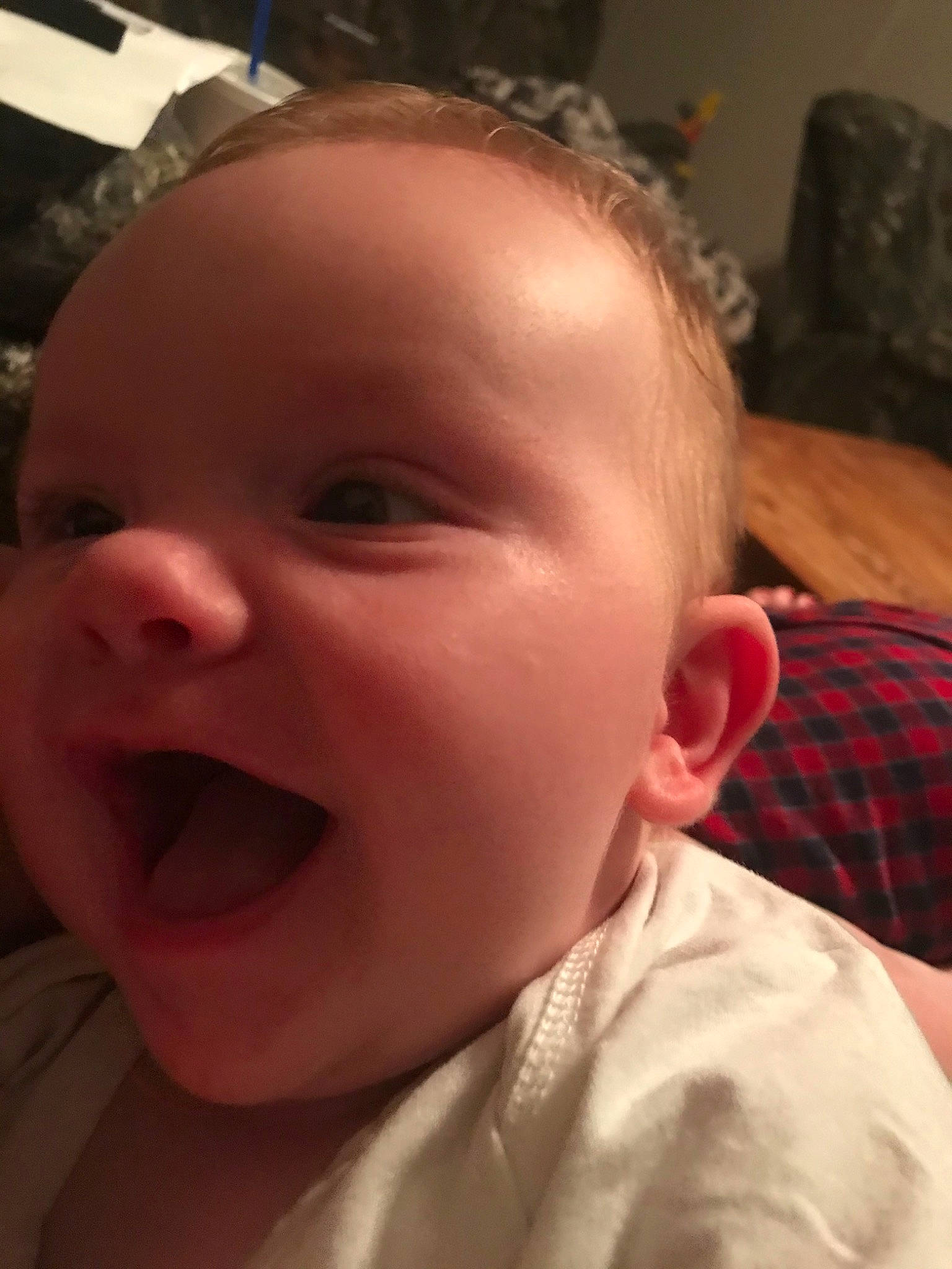Lucas is registered to the contest to win money with this photo: baby, baby_making_funny_faces, cheek, child, chin, ear, face, facial_expression, forehead, head, laugh, lip, mouth, nose, person, skin, smile, toddler, tongue, yawn