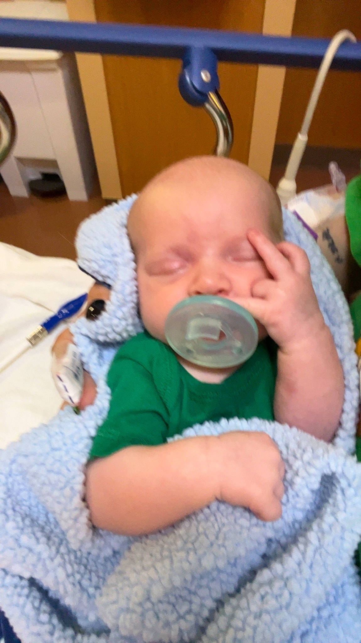 Kolten joined the competition — help win amazing prizes! baby, baby_safety, baby_toddler_clothing, bib, cheek, chin, comfort, ear, eye, face, facial_expression, finger, hand, head, iris, mouth, nose, person, skin, sleeve