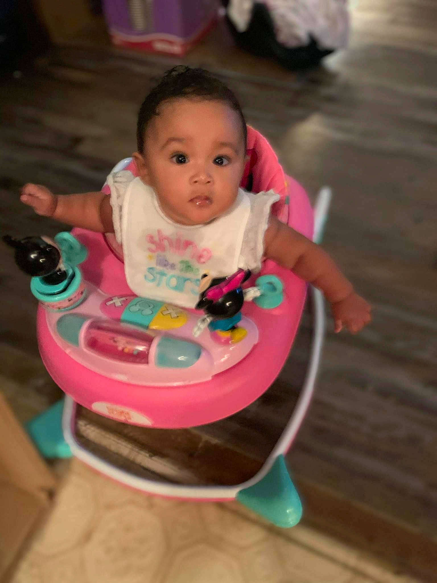 Loyalty joined the competition — help win amazing prizes! baby, baby_products, baby_toddler_clothing, baby_toys, cheek, child, comfort, fun, happy, hardwood, head, leisure, magenta, person, pink, play, recreation, riding_toy, sitting, skin