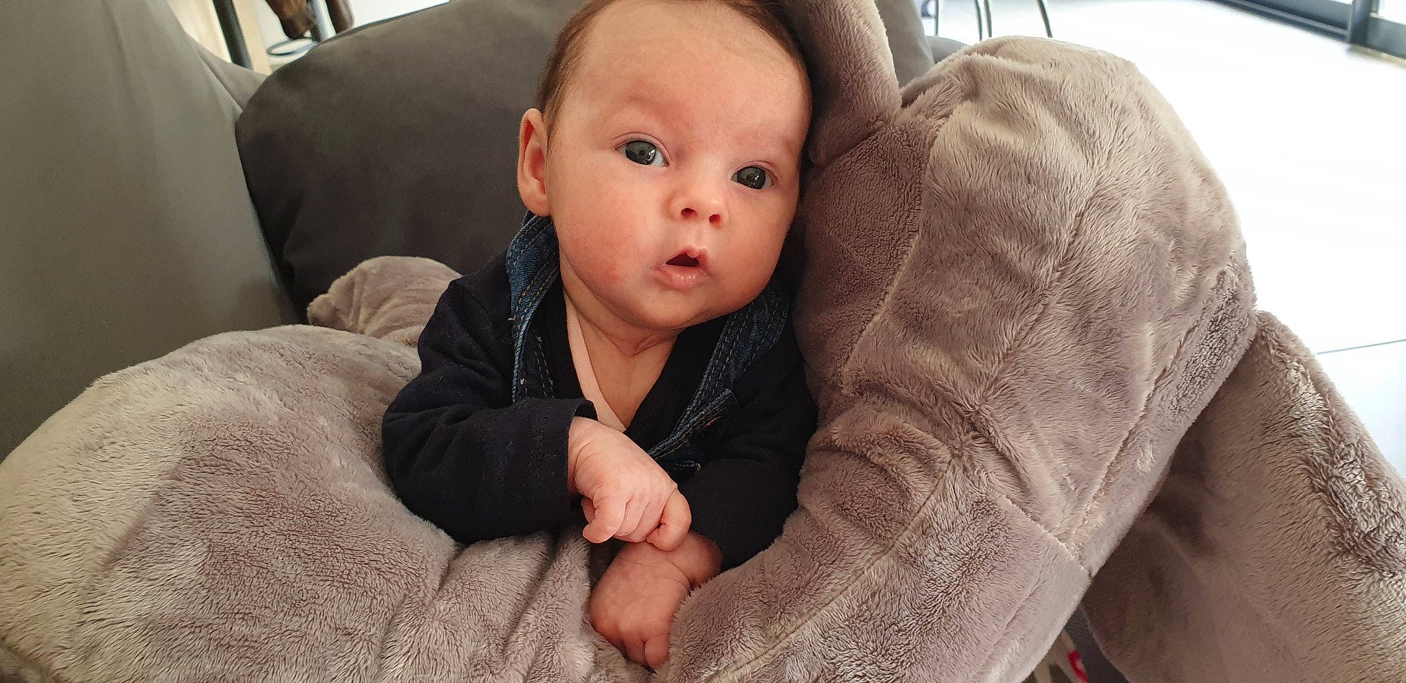 Kara participe au concours pour gagner de l'argent avec cette photo : baby, cheek, child, comfort, ear, eye, face, finger, hand, head, lip, mouth, nose, person, sitting, skin, surprise, thumb, toddler