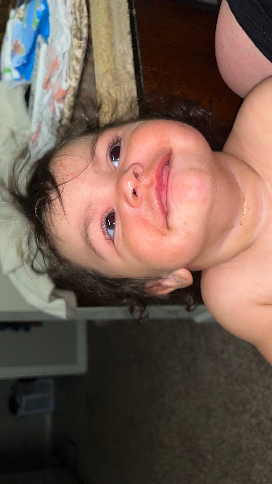 Madelyn is registered to the contest to win money with this photo: baby, baby_toddler_clothing, cheek, chest, child, ear, eyelash, flesh, fun, gesture, iris, jaw, lip, mouth, nail, nose, person, smile, throat, thumb