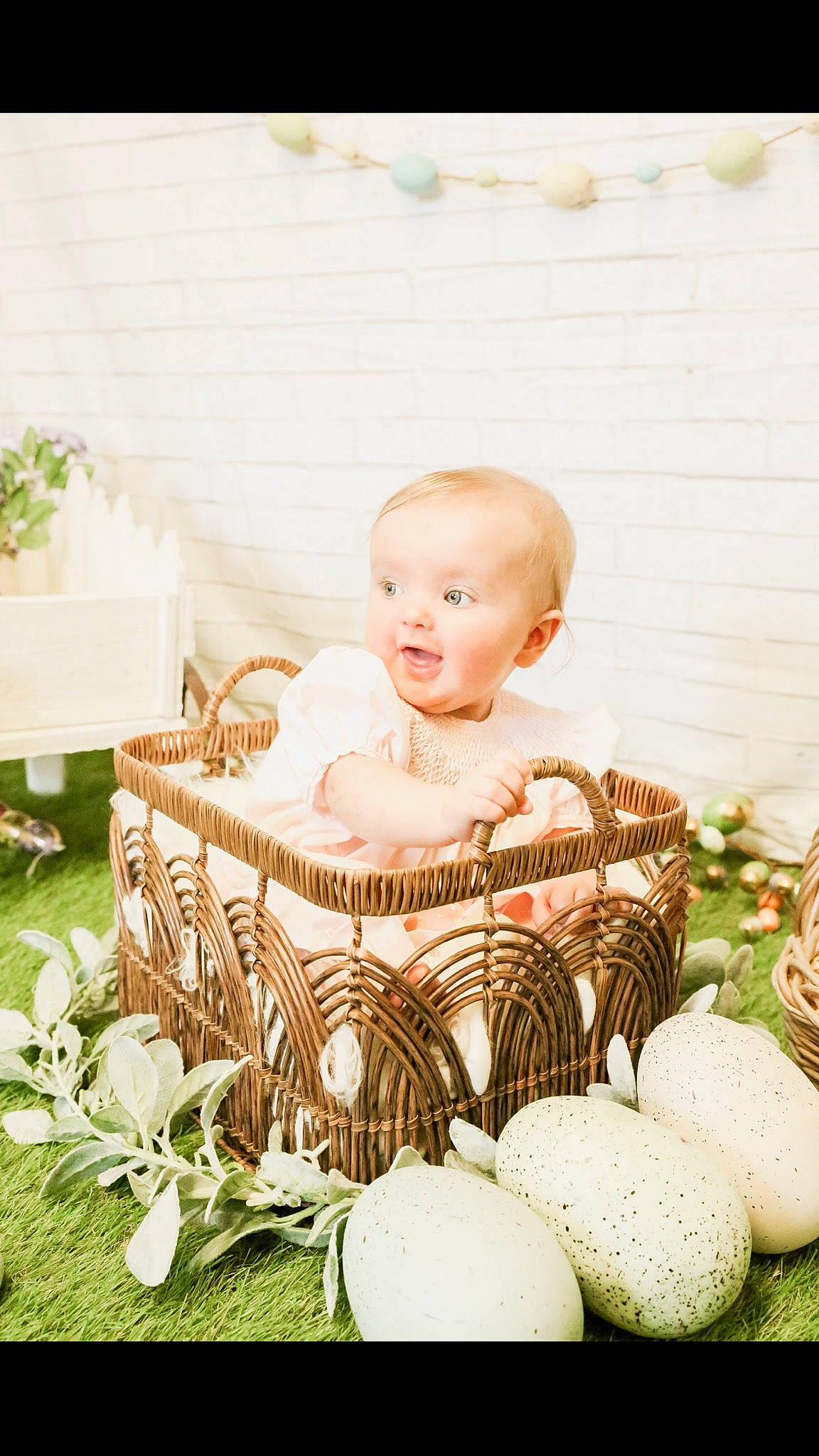 Elle joined the competition — help win amazing prizes! baby, baby_products, baby_toddler_clothing, basket, chair, child, dress, event, eye, fashion_accessory, grass, happy, pattern, people, person, plant, portrait_photography, room, sitting, toddler