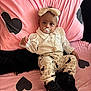 Xareni joined the competition — help win amazing prizes! baby, infant, pacifier, headband, bow, white_shirt, patterned_pants, black_boots, bed, pink_bedspread, heart_pattern, pillow, jewelry, necklace, cute, indoors, child, fashion, sitting, portrait