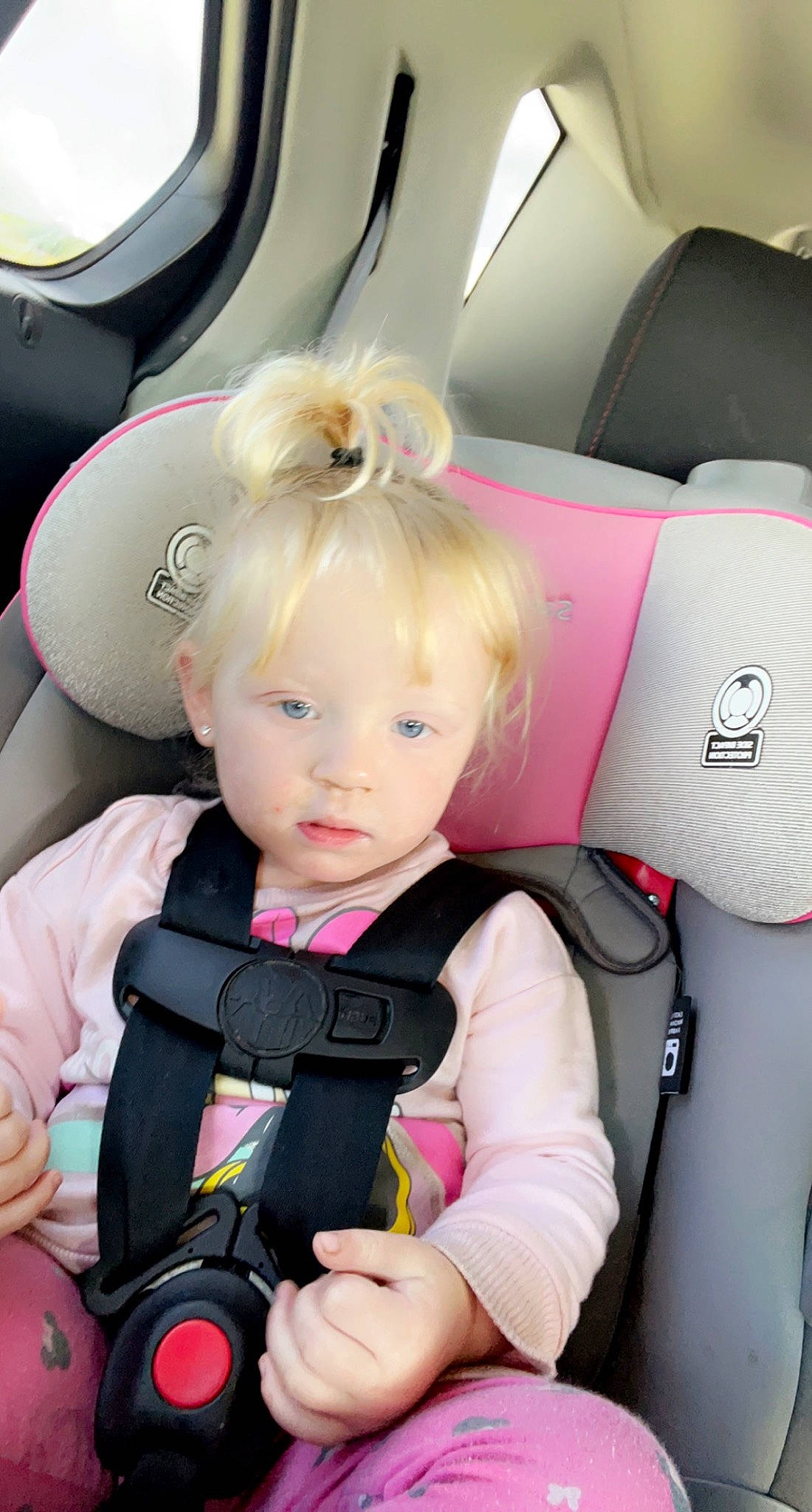 Kalani is registered to the contest to win money with this photo: aircraft, auto_part, automotive_design, baby, baby_in_car_seat, baby_safety, baby_toddler_clothing, car_seat, car_seat_cover, child, comfort, happy, head_restraint, luxury_vehicle, motor_vehicle, person, pink, steering_wheel, toddler, vehicle