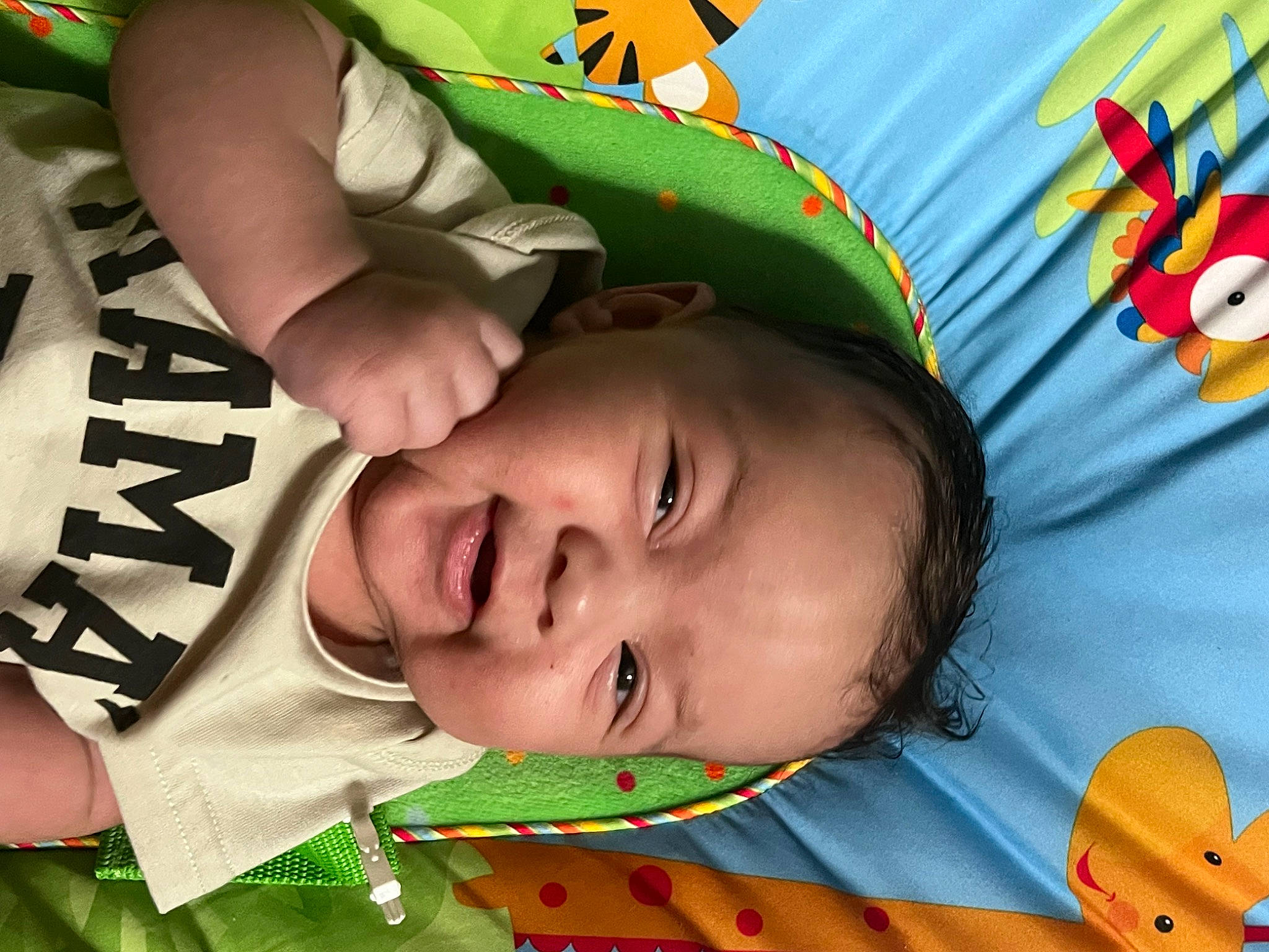 Harlow joined the competition — help win amazing prizes! baby, baby_products, baby_toddler_clothing, cheek, child, facial_expression, fun, grass, green, happy, leisure, nose, pattern, people, person, play, product, smile, textile, toddler